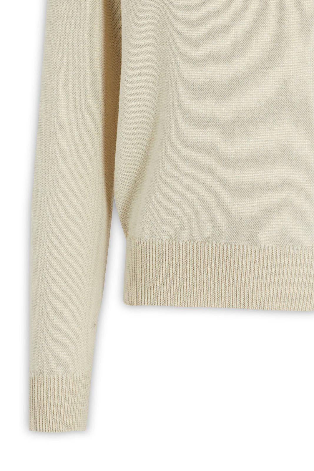 Shop Jil Sander Cut-out Detailed Crewneck Jumper In Neutrals