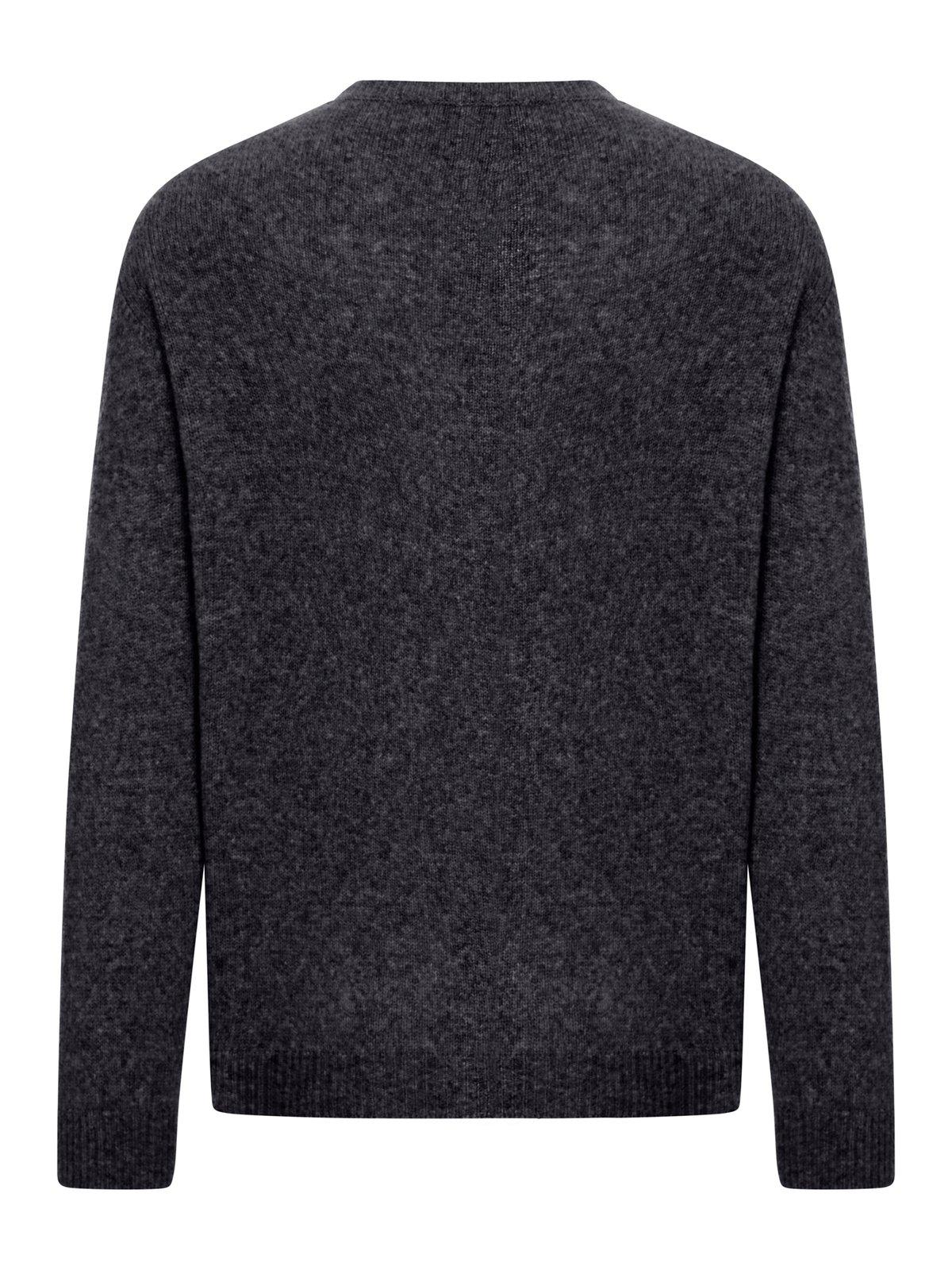 Shop Roberto Collina Crewneck Knitted Sweater In Black