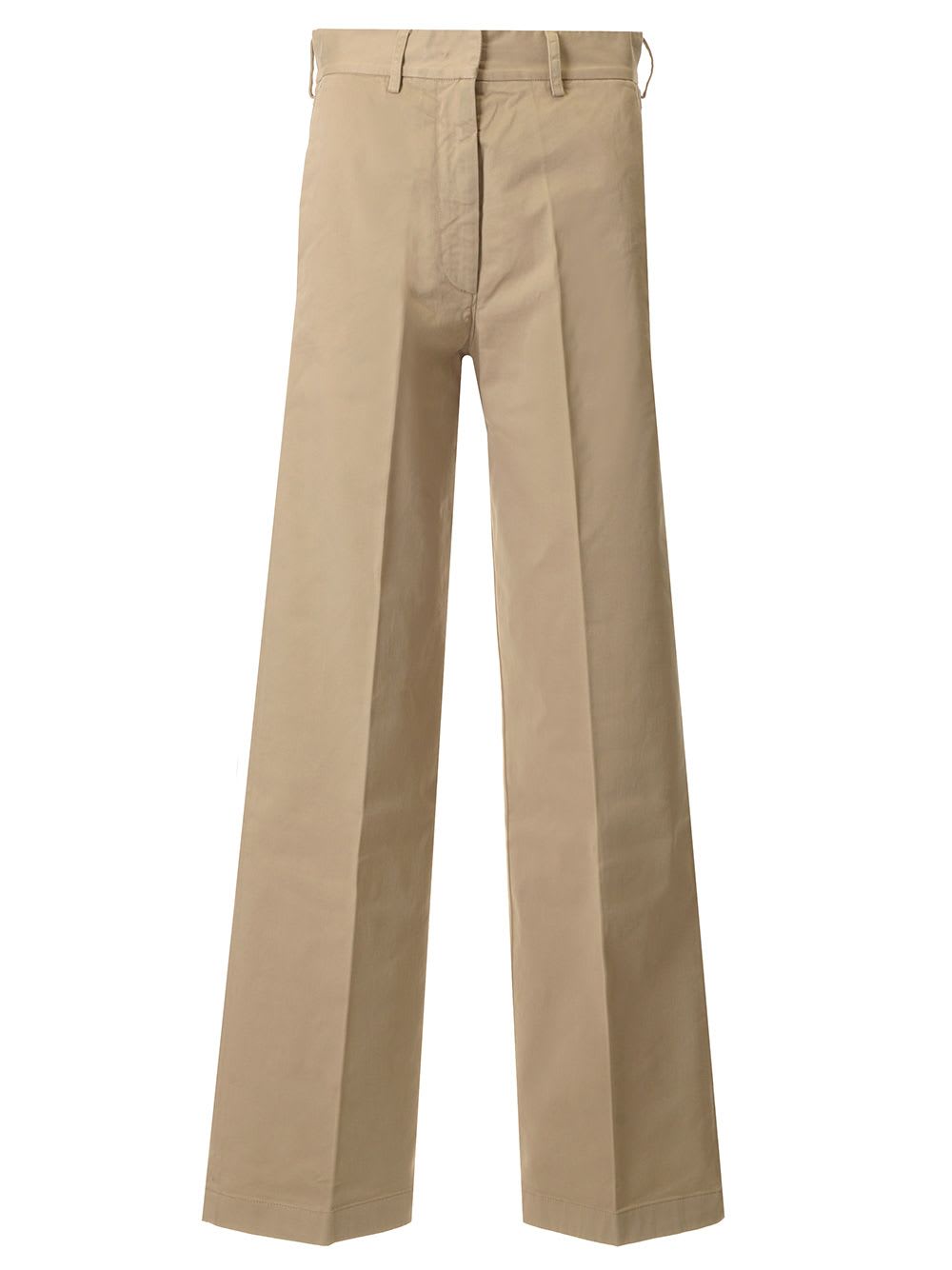 Shop Forte Forte Soft Cotton Twill Trousers In Beige