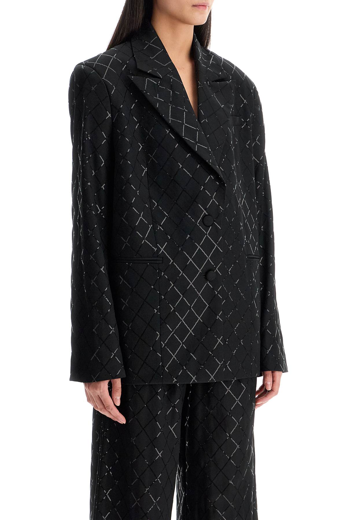 Rotate Birger Christensen Blazer Oversize Con Paillettes In Black (black)