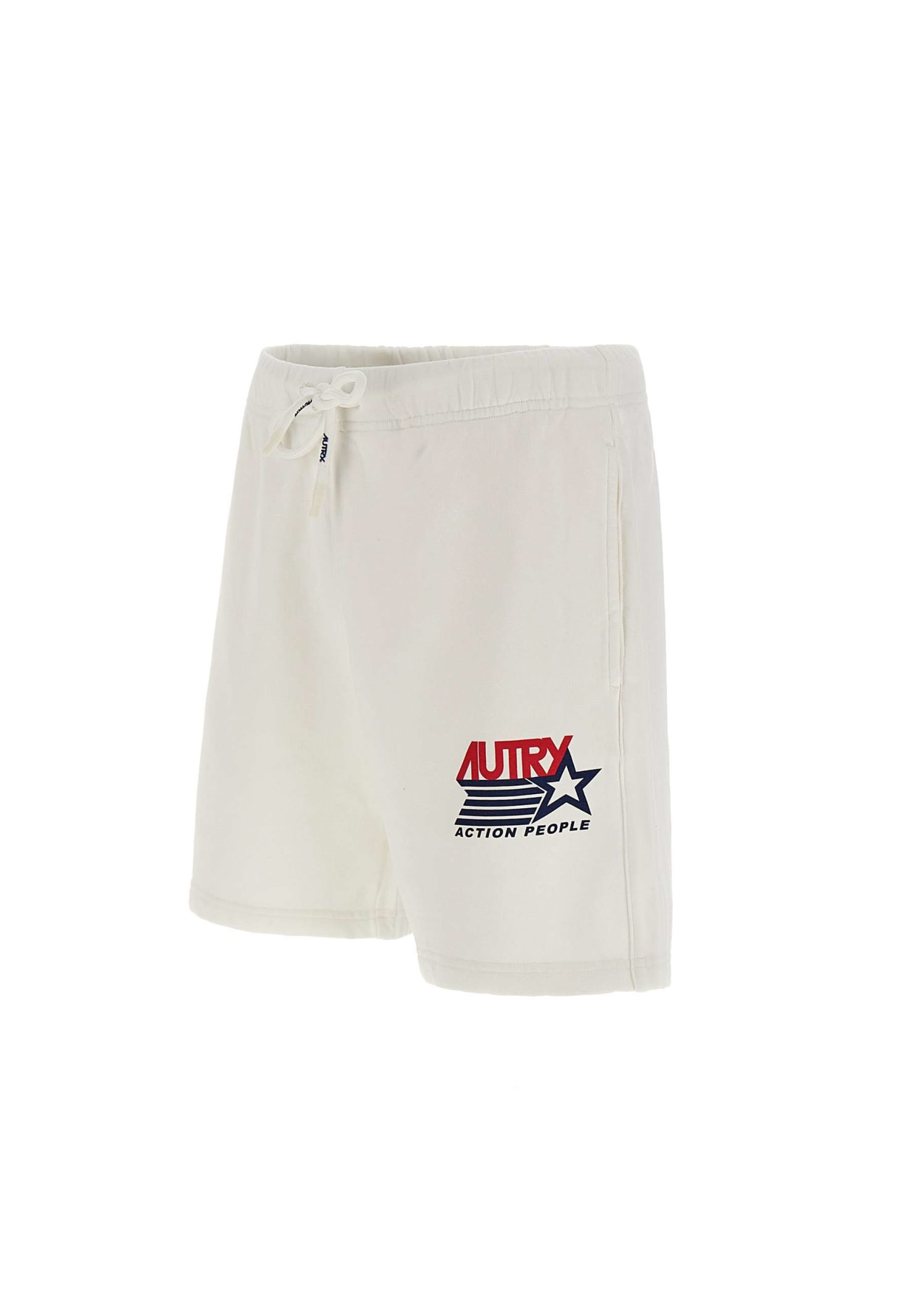 Shop Autry Iconic Action Cotton Shorts In White
