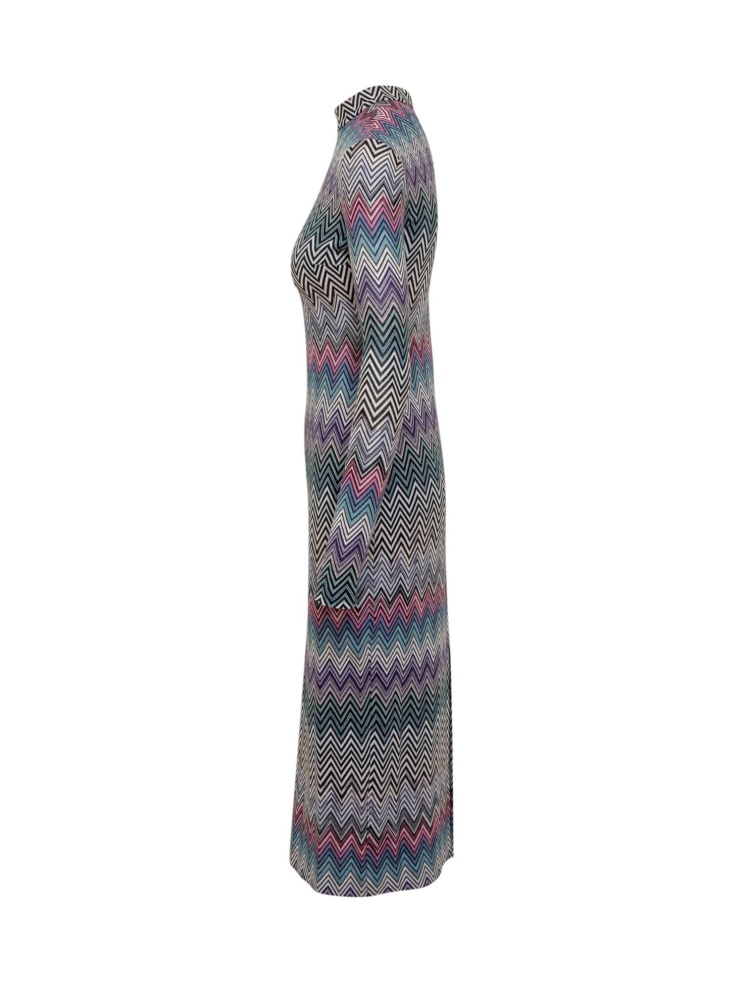 Shop Missoni Long Dress In Multicpurple/turquoise