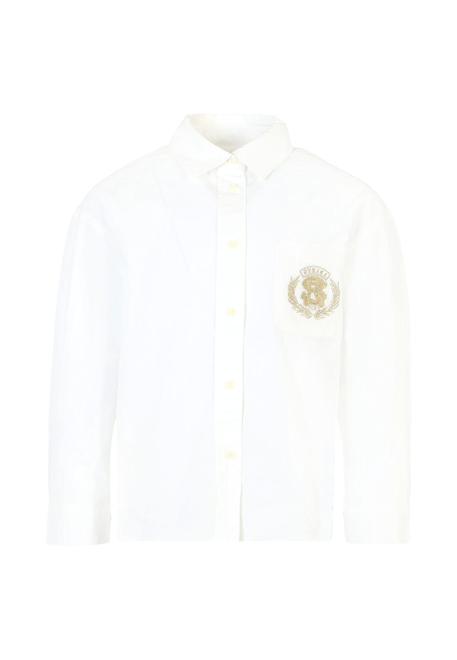 Rykiel Enfant White Shirt For Girl With Logo In White
