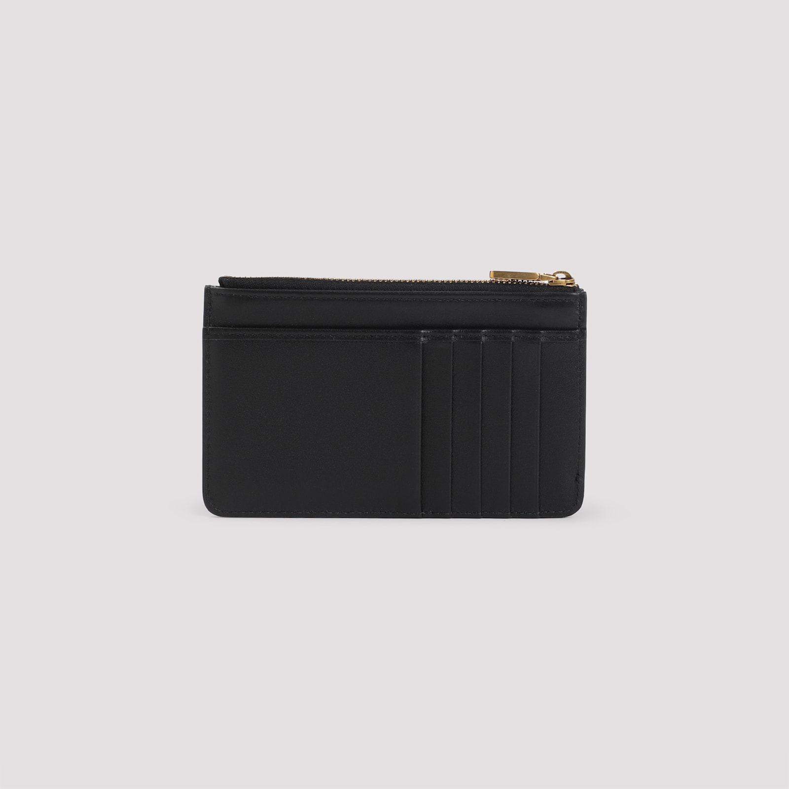 Dolce & Gabbana Zip-closure Calf Leather Wallet With Gold-tone Hardware In Black