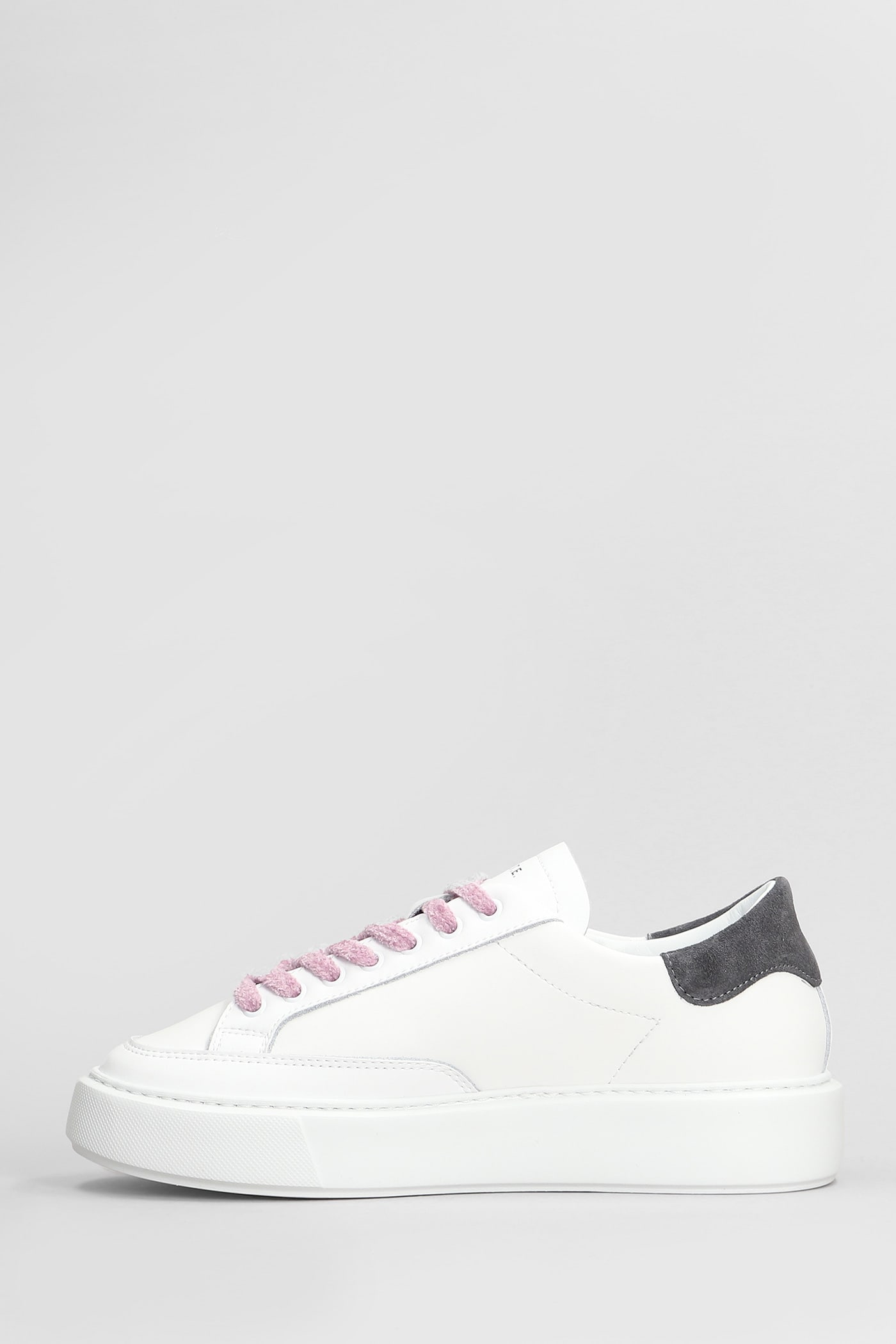 DATE SFERA STRIPE SNEAKERS IN WHITE LEATHER 