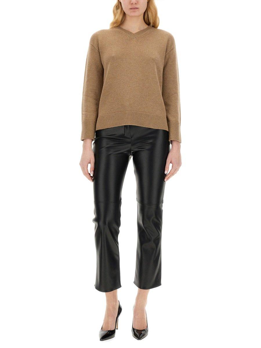 Shop 's Max Mara Coated Cropped Trousers In Black