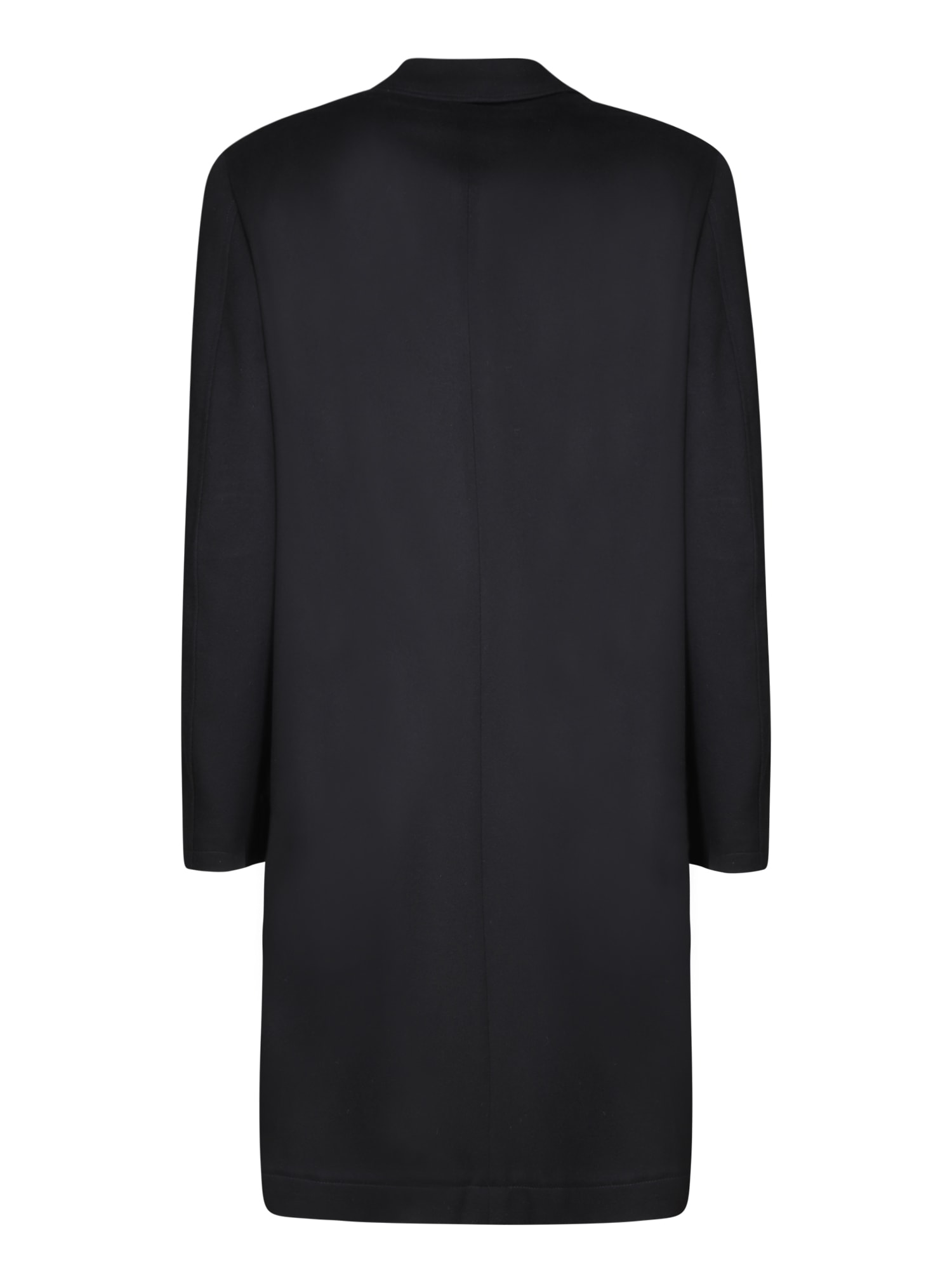 Shop Canali Wool And Cashmere Black Coat