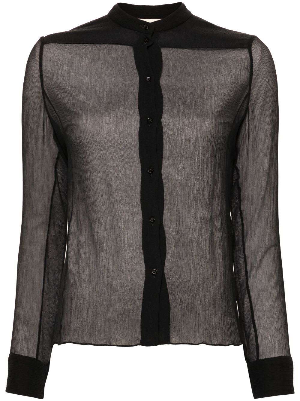 Shop Chloé Silk Crepon Shirt In Q Graphite Blue