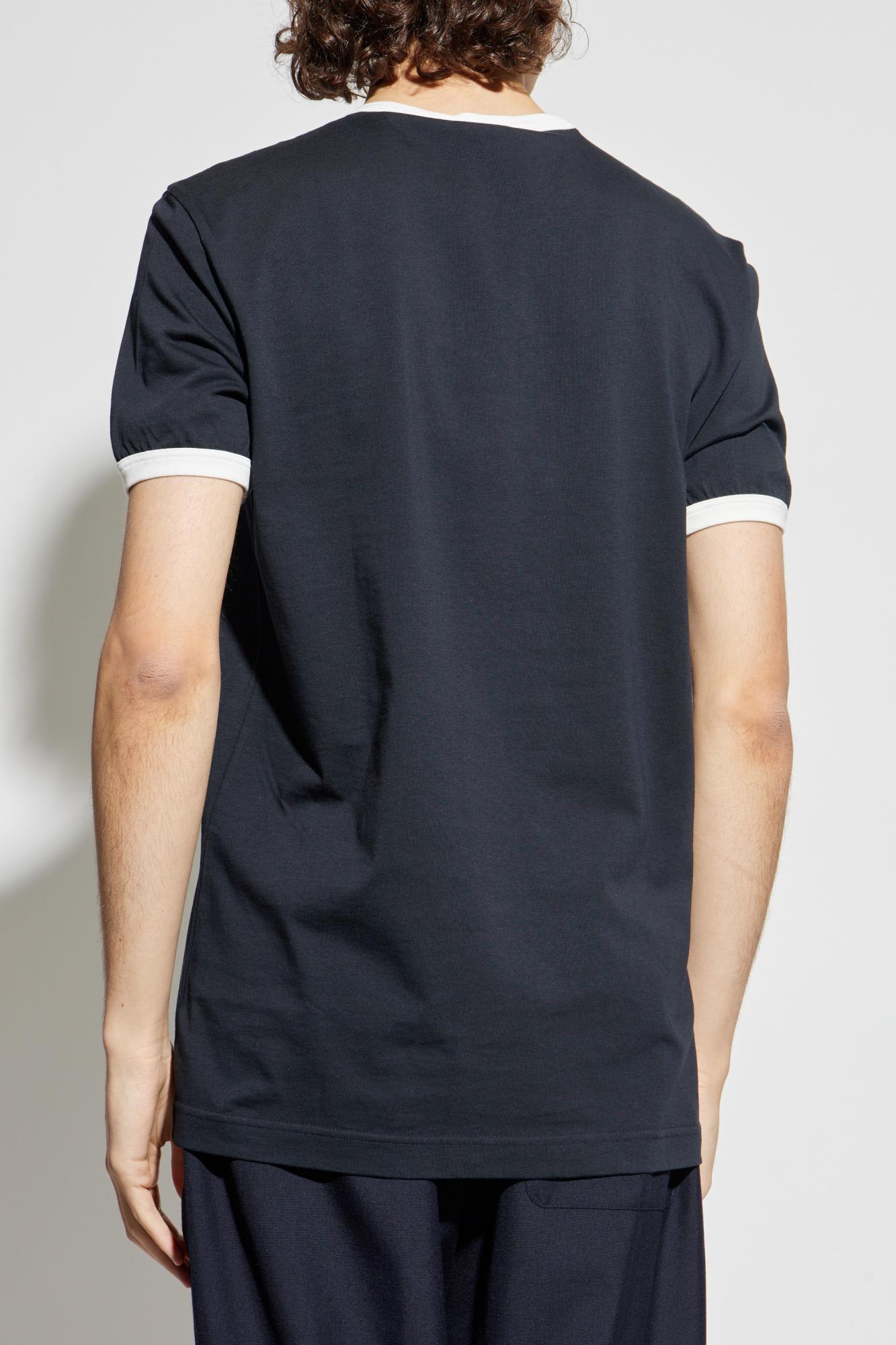 Dolce & Gabbana T-shirt With A Logo And A Velvet Finish In Blue