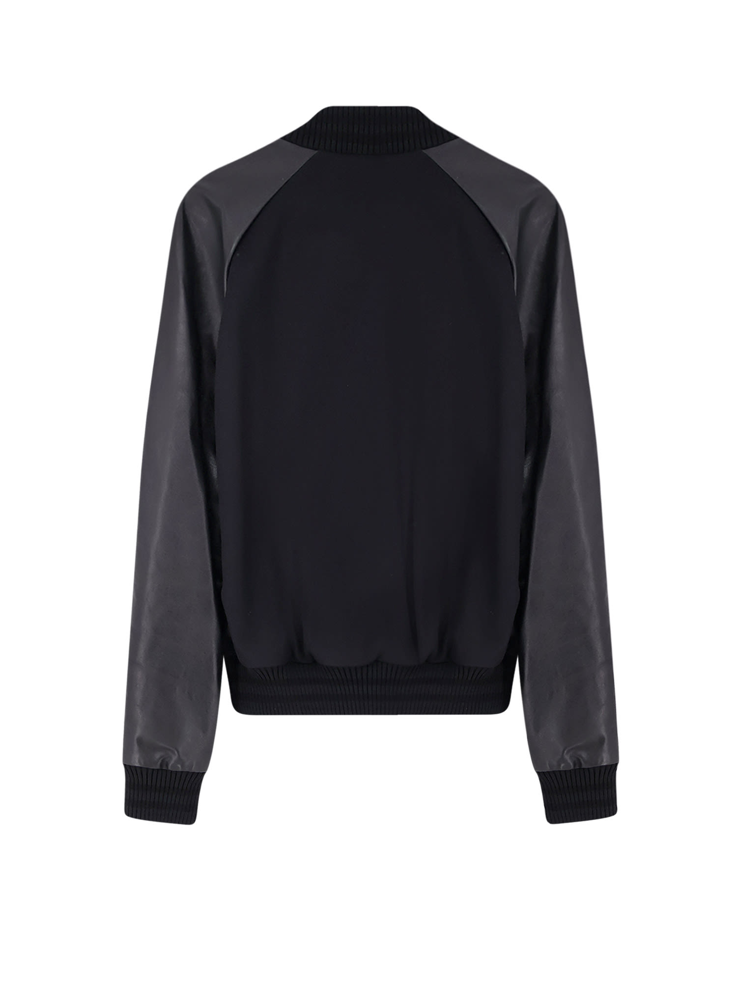 Dsquared2 Men Wool Jacket With Leather Sleeves In Black