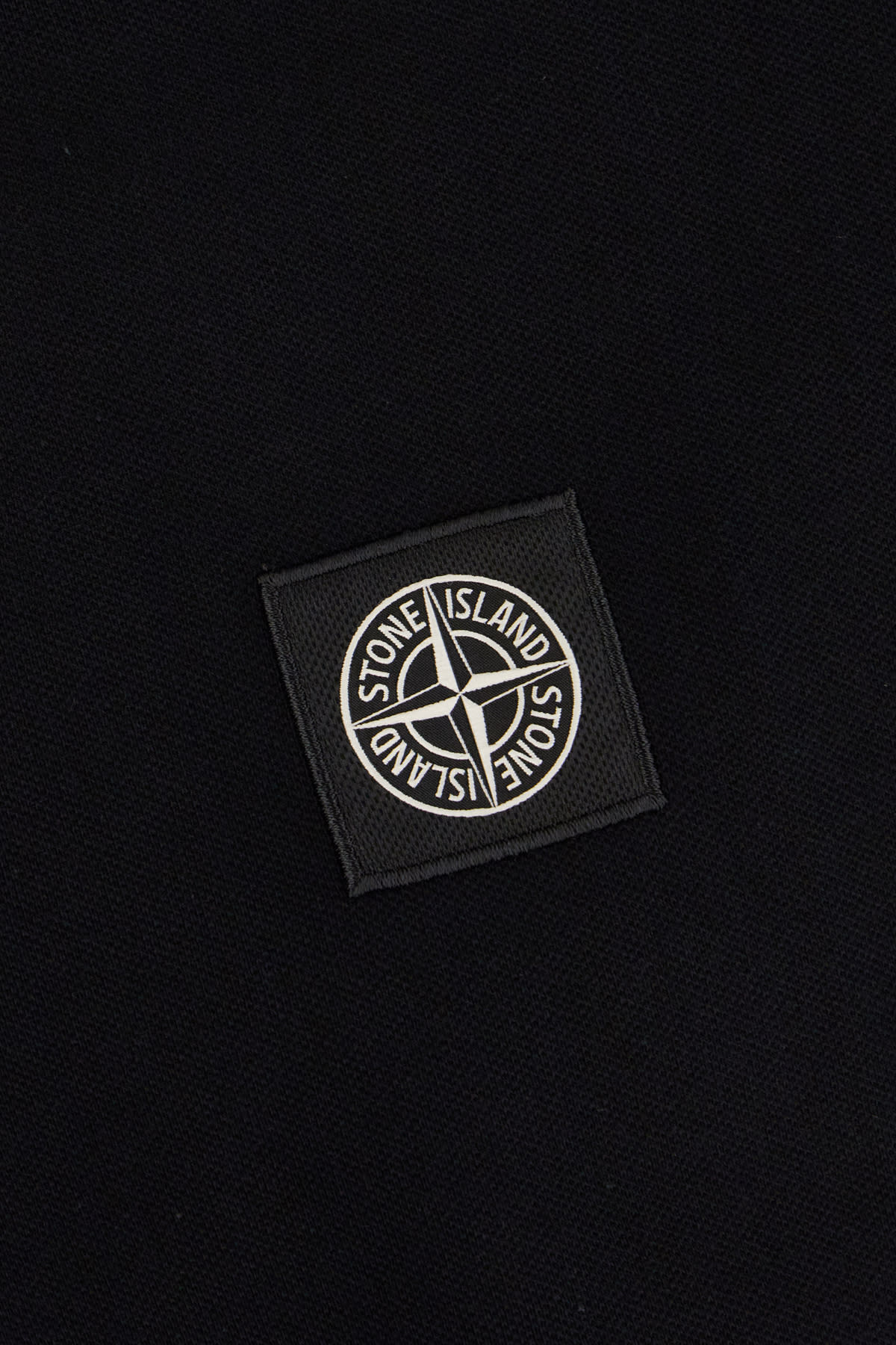 Stone Island Black Piquet Polo Shirt In Black