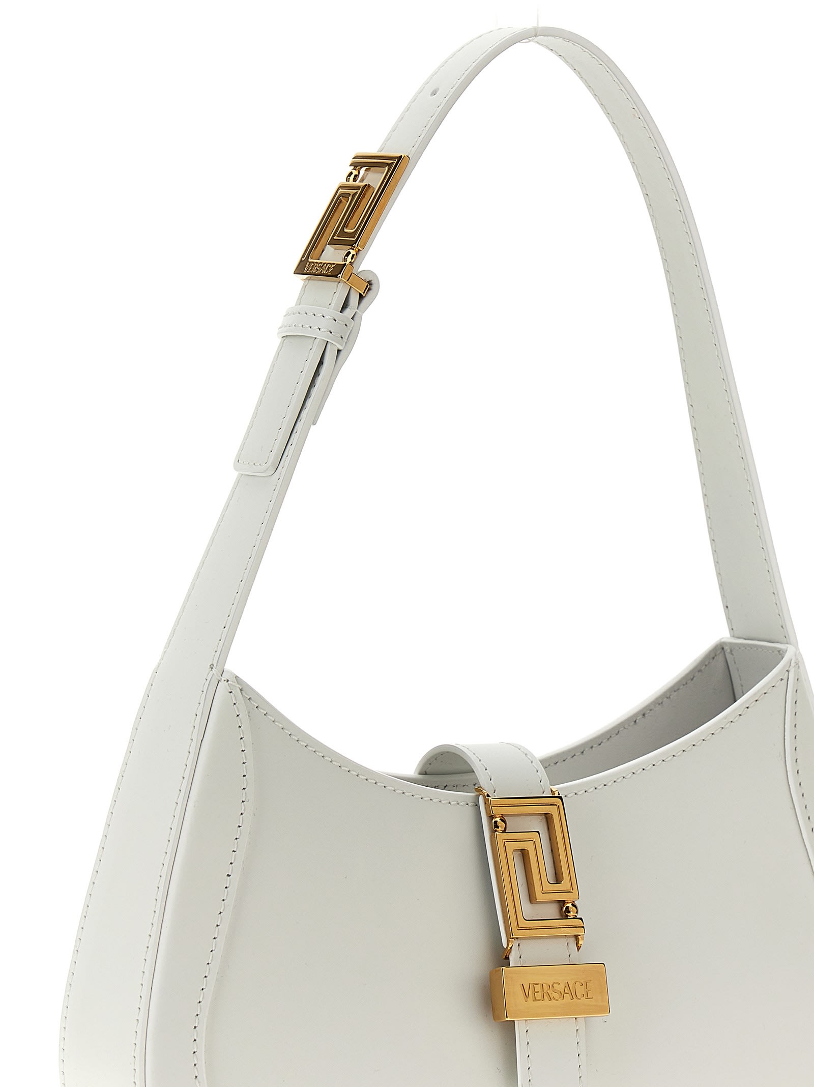 Shop Versace Greca Goddess Small Shoulder Bag In White