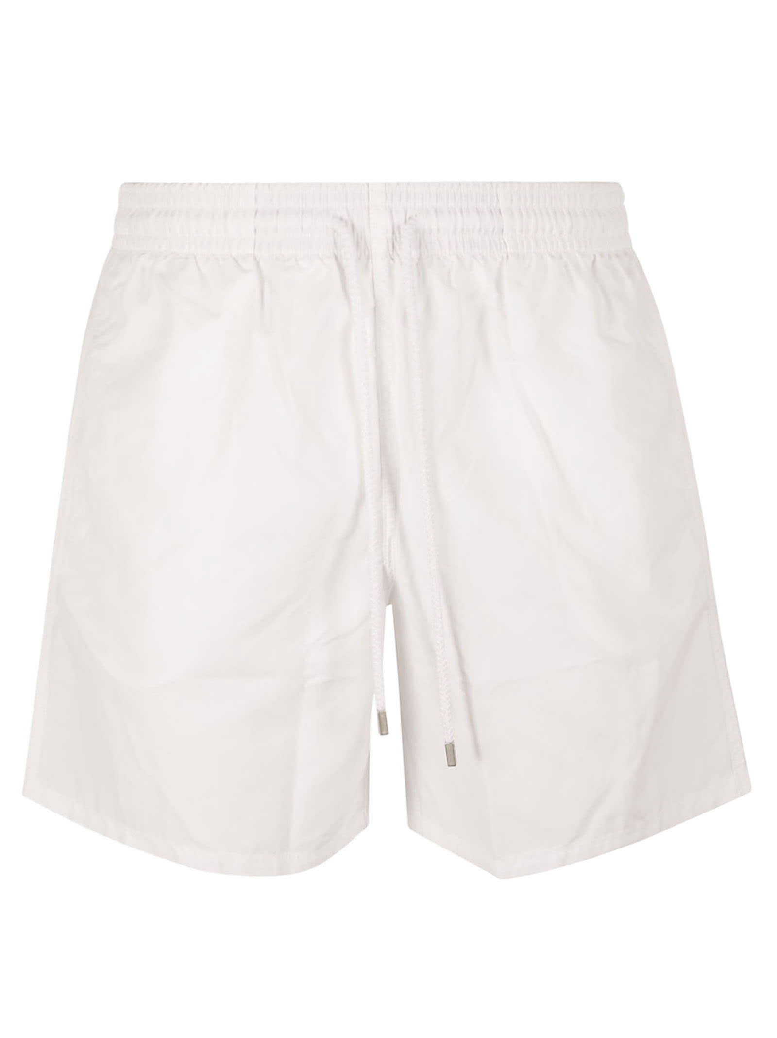 Shop Vilebrequin Elastic Drawstring Waist Plain Shorts In White