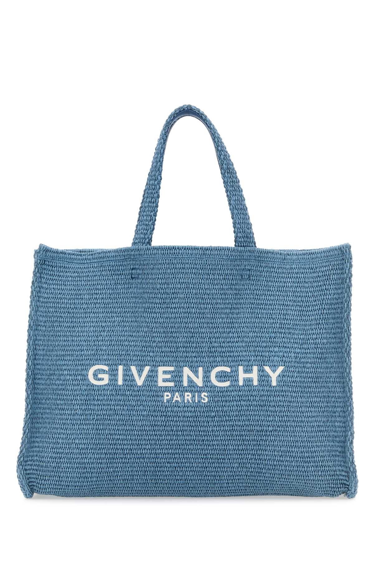 Shop Givenchy Light Blue Raffia Medium G-tote Shopping Bag In Denimblue