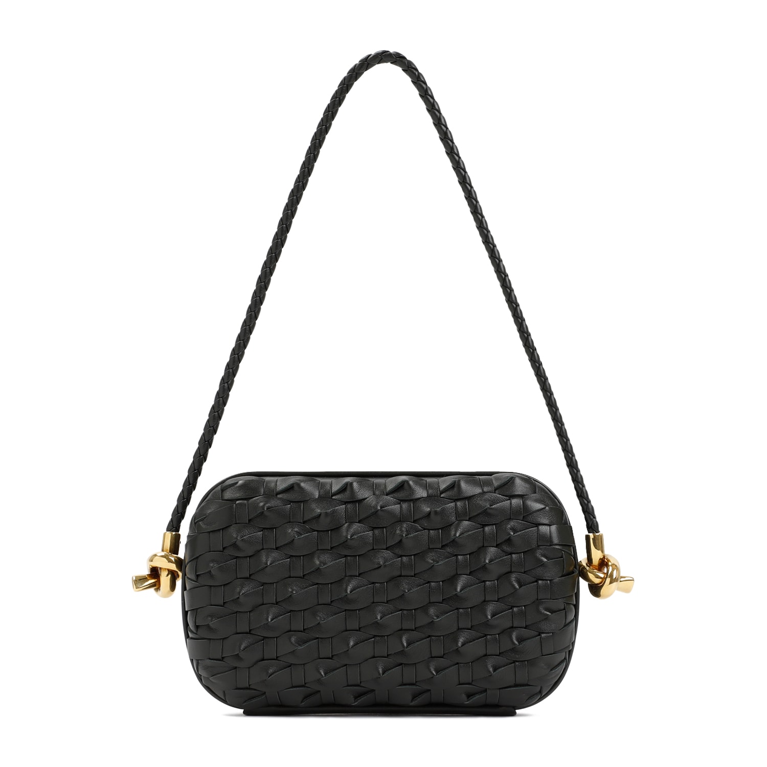 Shop Bottega Veneta Knot With Strap Clutch In Dark Green Brass