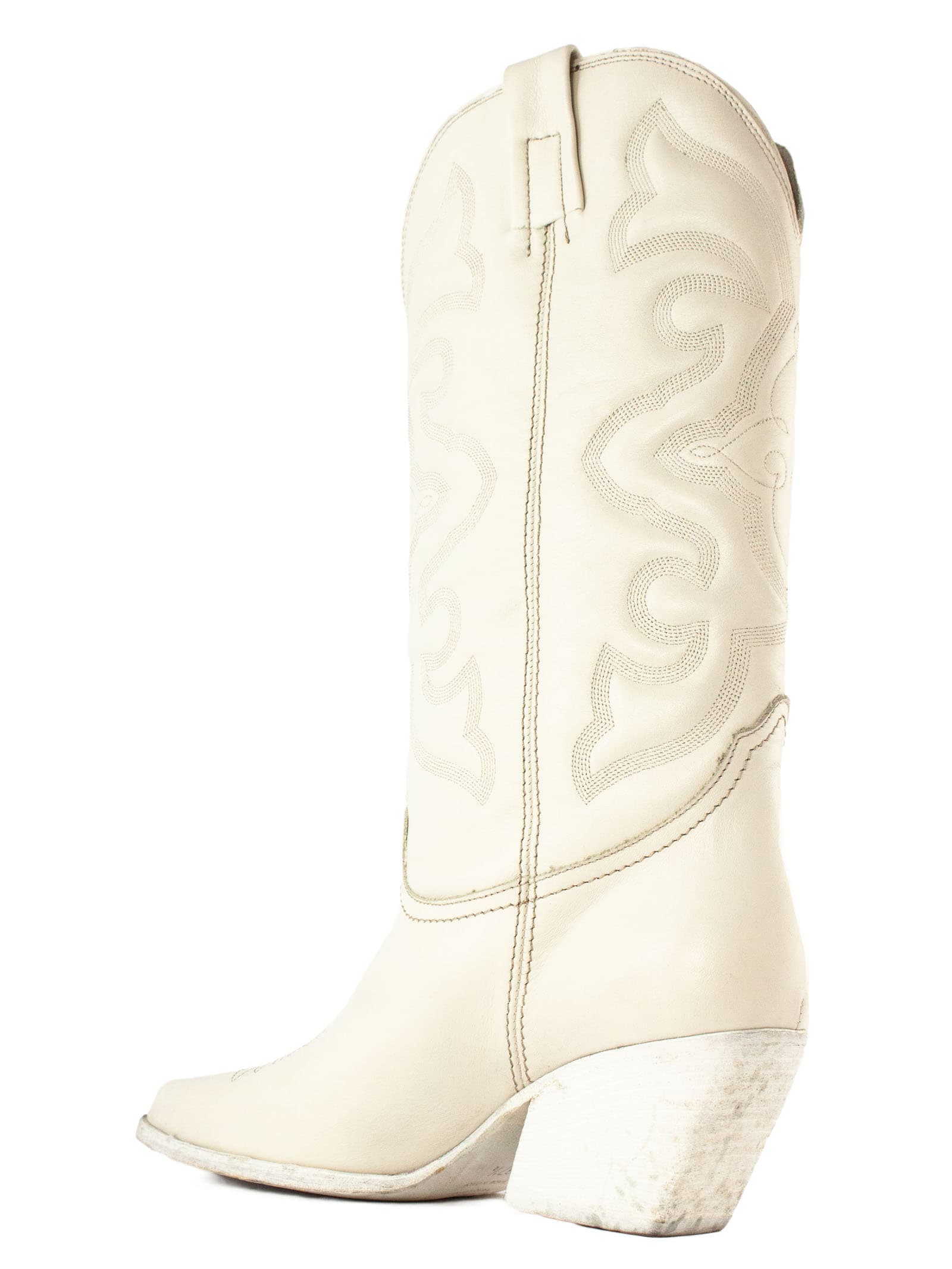Shop Elena Iachi White Leather Texan Boots