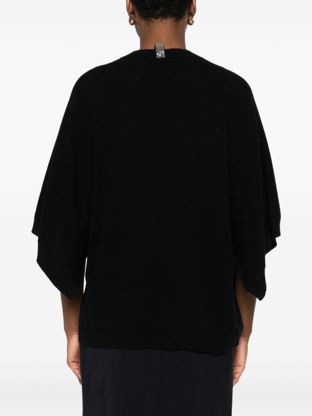 Fabiana Filippi Wool Blend Batwing Sleeve Top In Black
