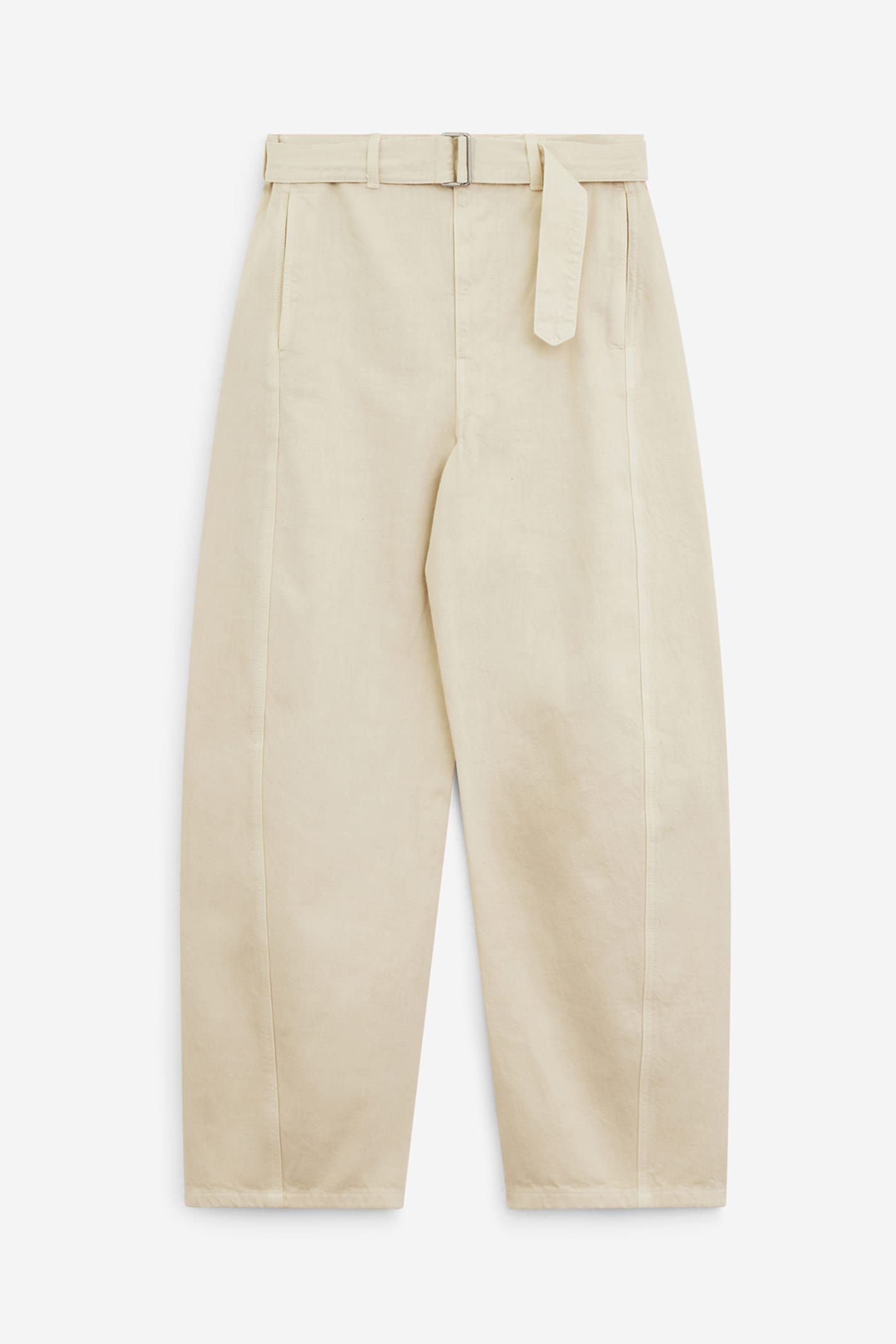 Lemaire Twisted Seam Belted Straight Leg Pants In White