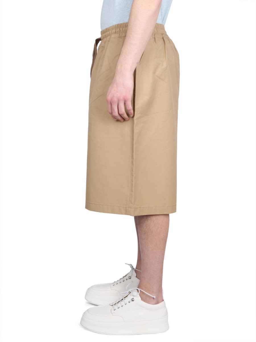 Maison Kitsuné Maison Kitsune Camel Cotton Blend Bermuda Shorts In Brown
