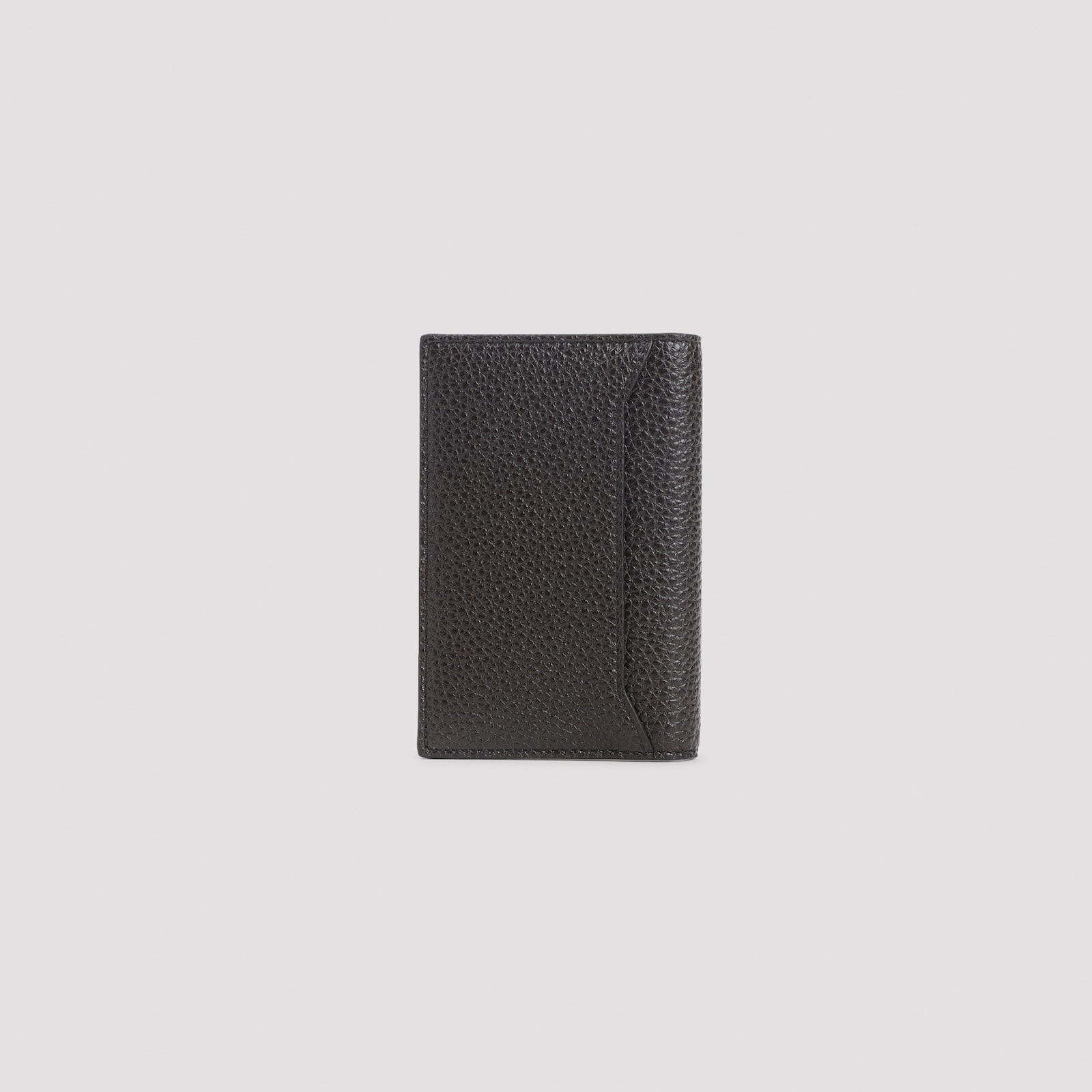 Celine Vertical Card Holder In Grained Calfskin In Gray