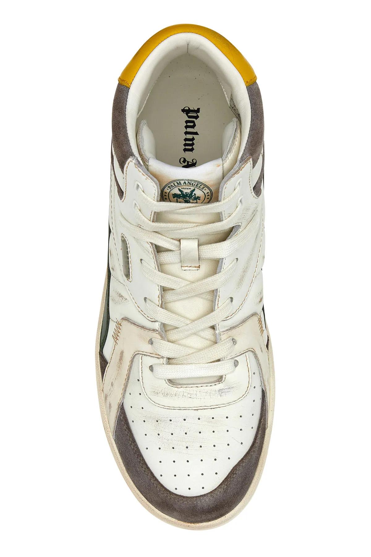 Shop Palm Angels Multicolor Leather Palm University Sneakers In Bianco