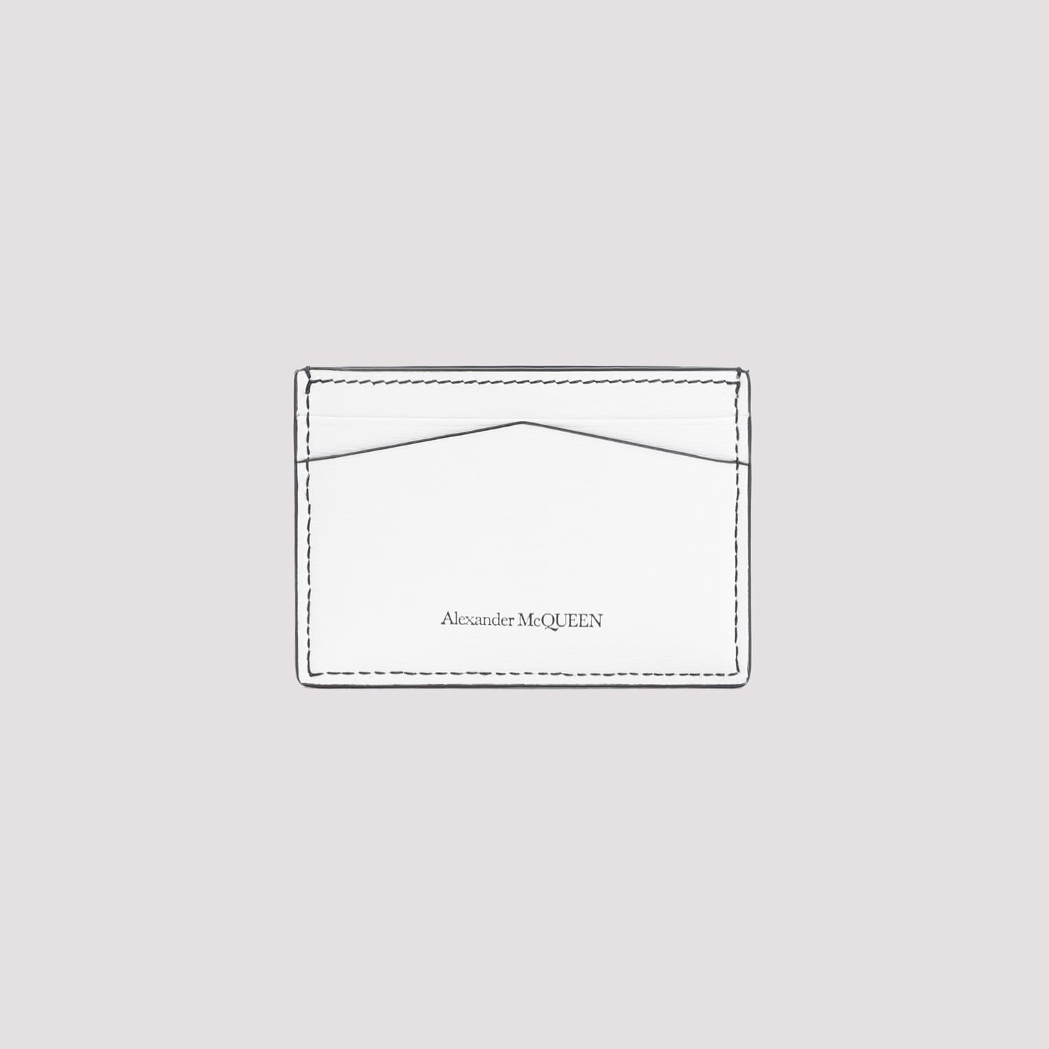 Shop Alexander Mcqueen Calf Leather Card Holder In Soft Ivory