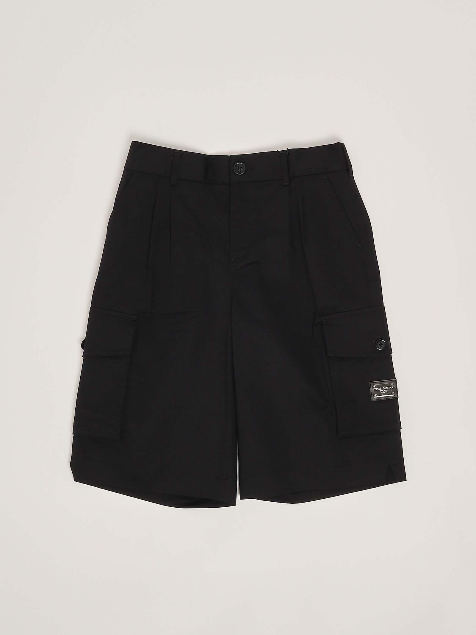Dolce & Gabbana Boy's Branded Bermuda Cargo Shorts In Nero