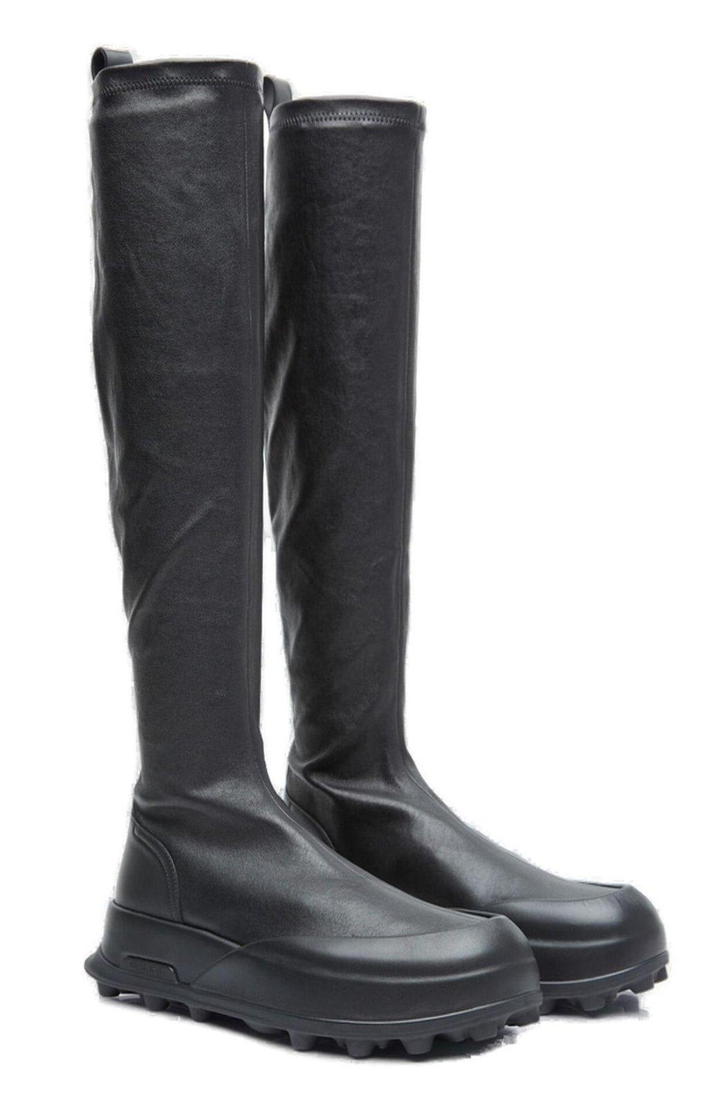 Shop Jil Sander Pull-on Knee-high Boots In Black