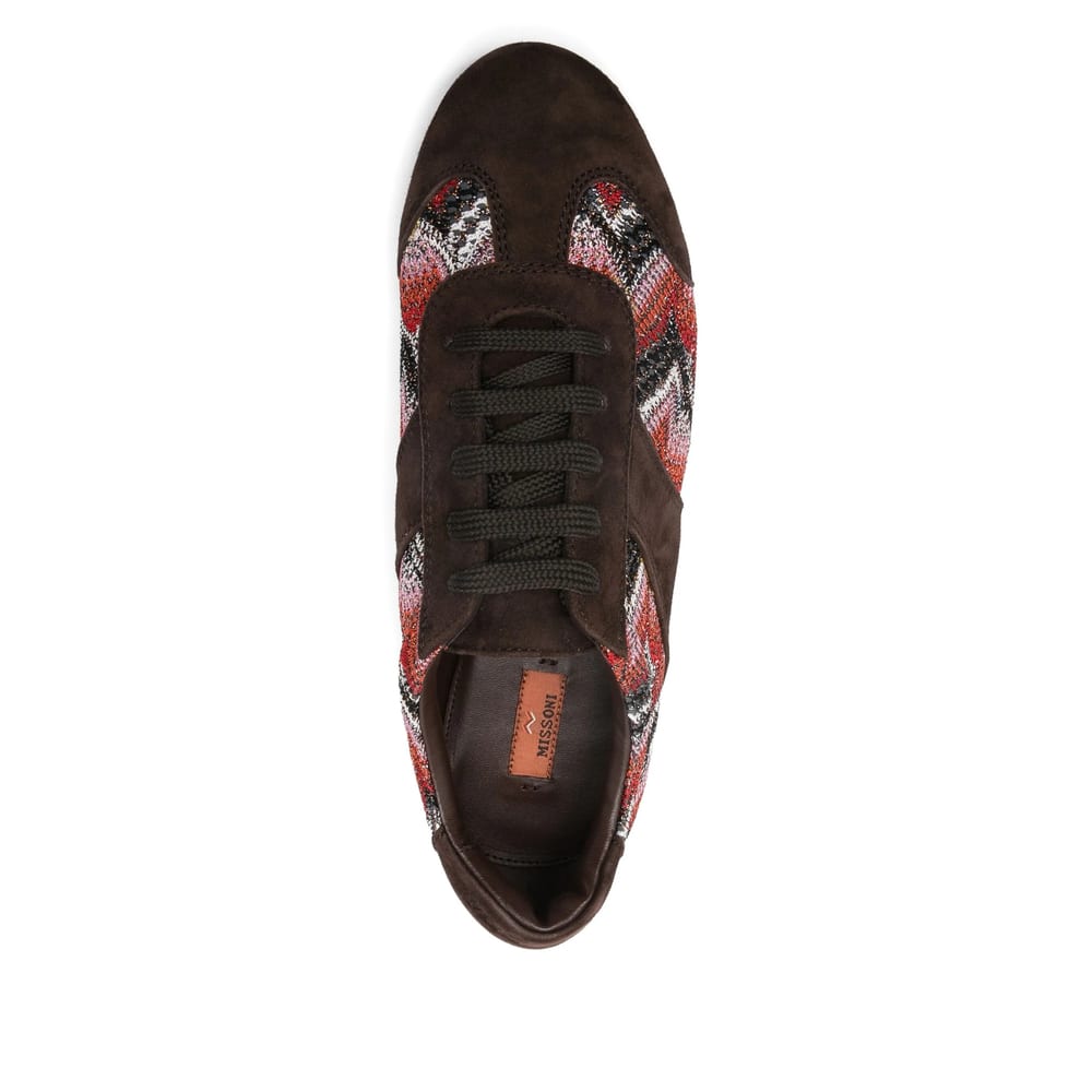 Missoni Lame-trimmed Suede Sneakers In Brown