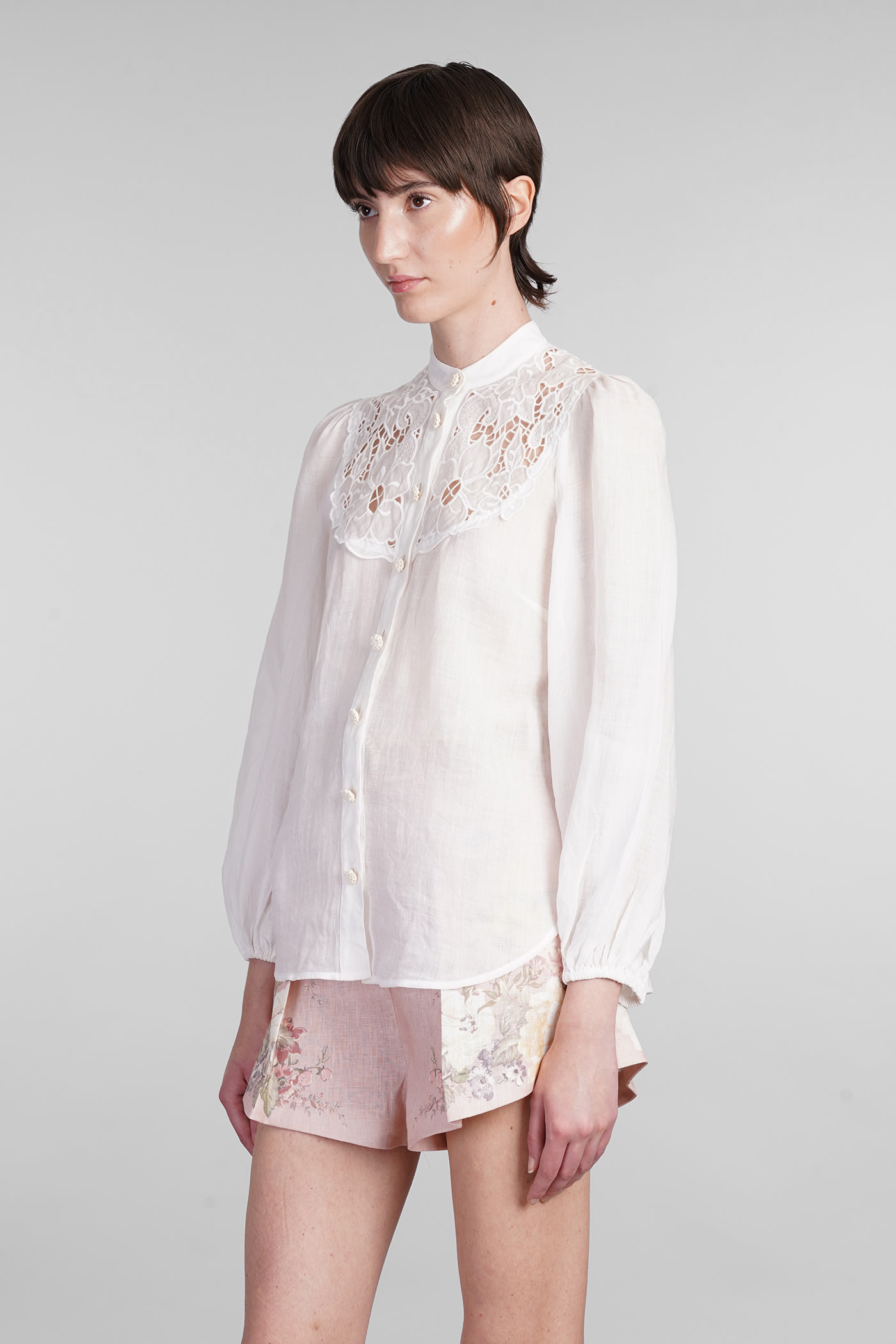 Shop Zimmermann Shirt In White Ramie