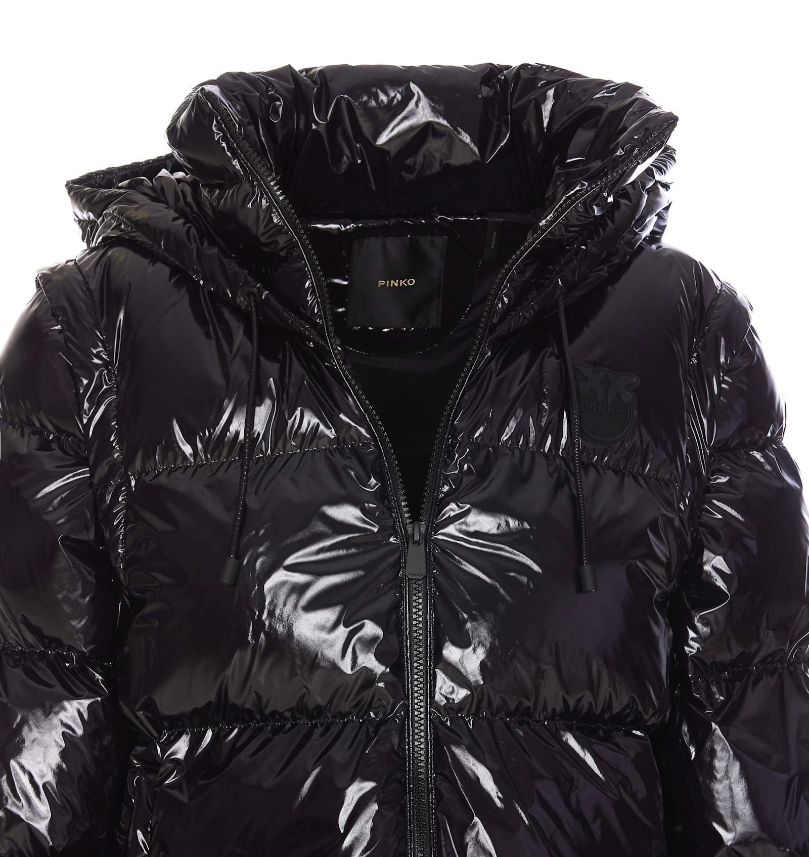 Shop Pinko Indice Glossy Down Jacket In Black