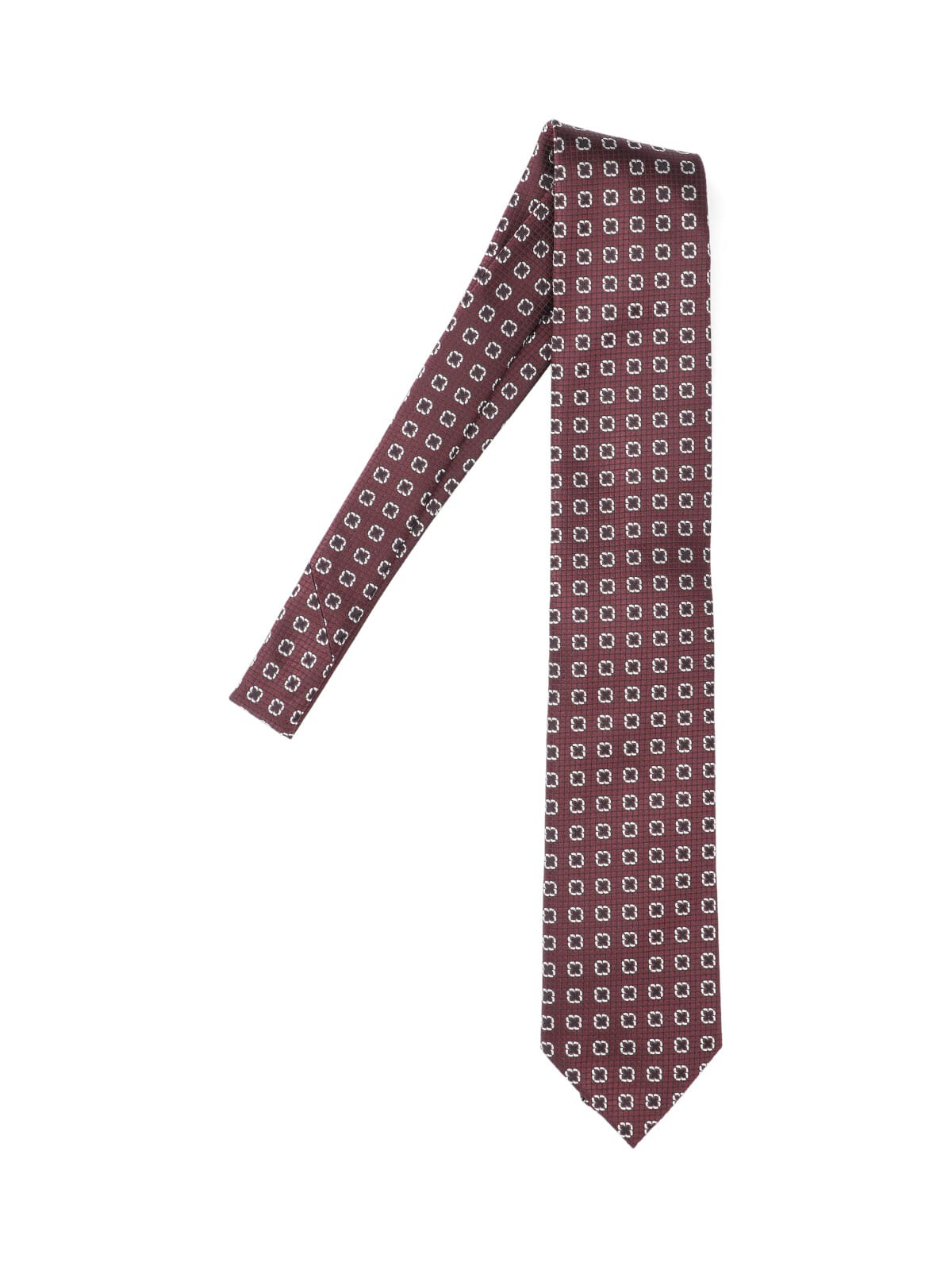 Zegna Slim Patterned Ties Pointed Tip In Brown