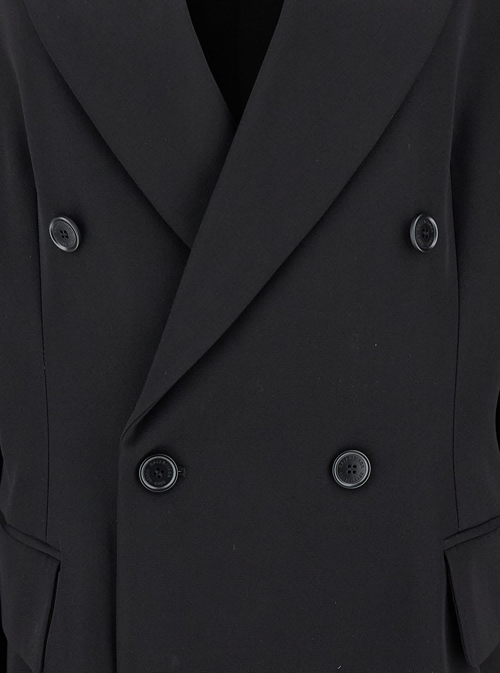 Shop Balenciaga Barathea Black Double-breasted Jacket With Tonal Buttons In Wool Woman