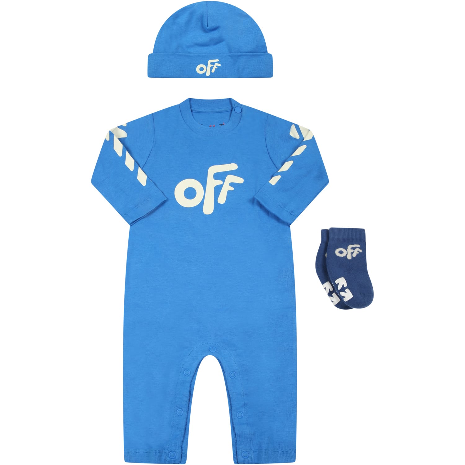 OFF-WHITE BLUE SET FOR BABY BOY WITH WHITE LOGO