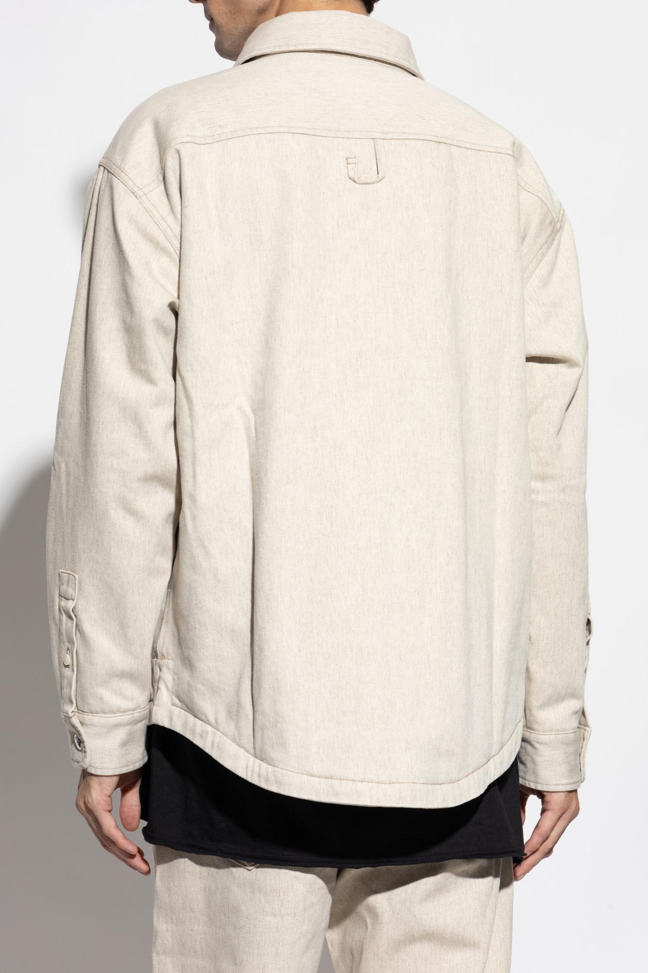 Jacquemus Button-down Shirt Curved Hemline Long Sleeves In Neutral