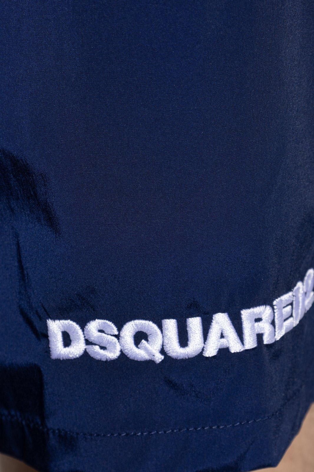 Dsquared2 Logo-embroidered Drawstring Swim Shorts In Blue