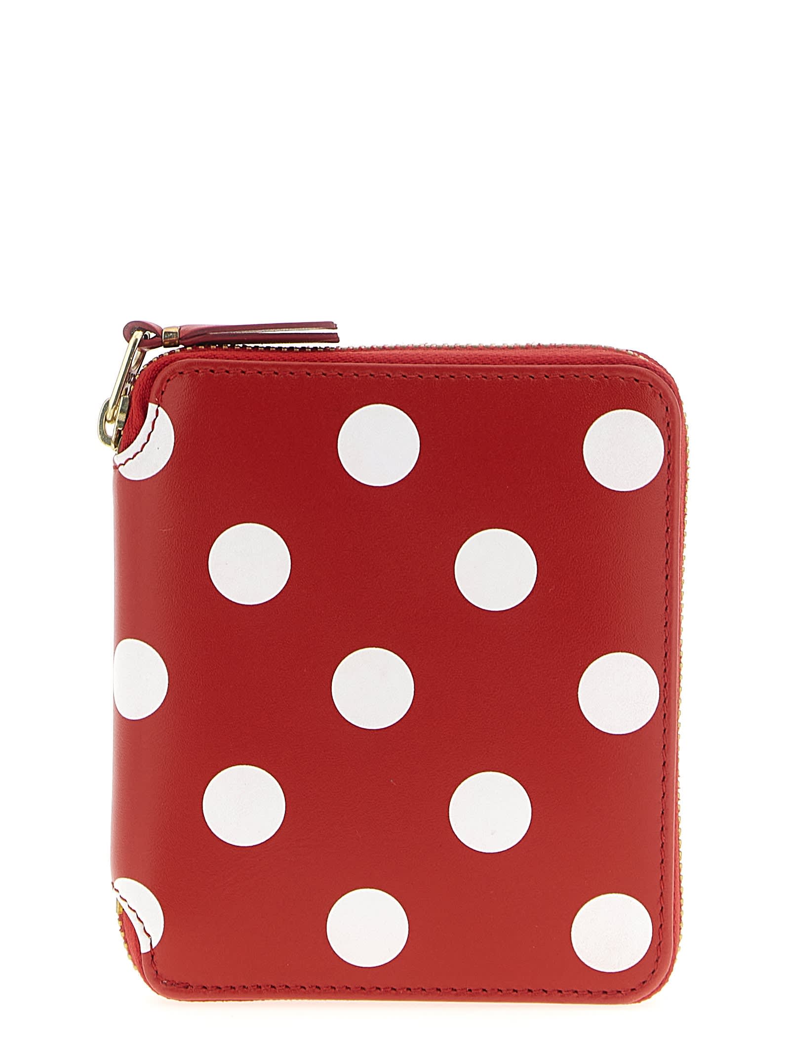 Comme Des Garçons Polka Dots Printed Wallet In Neutral