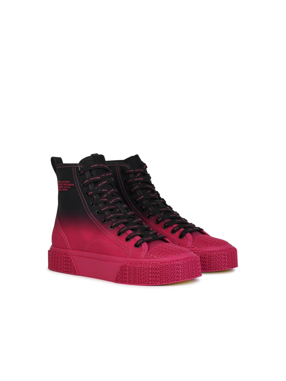 Shop Marc Jacobs Hight Top Black And Fuchsia Tela Sneakers In Multicolor