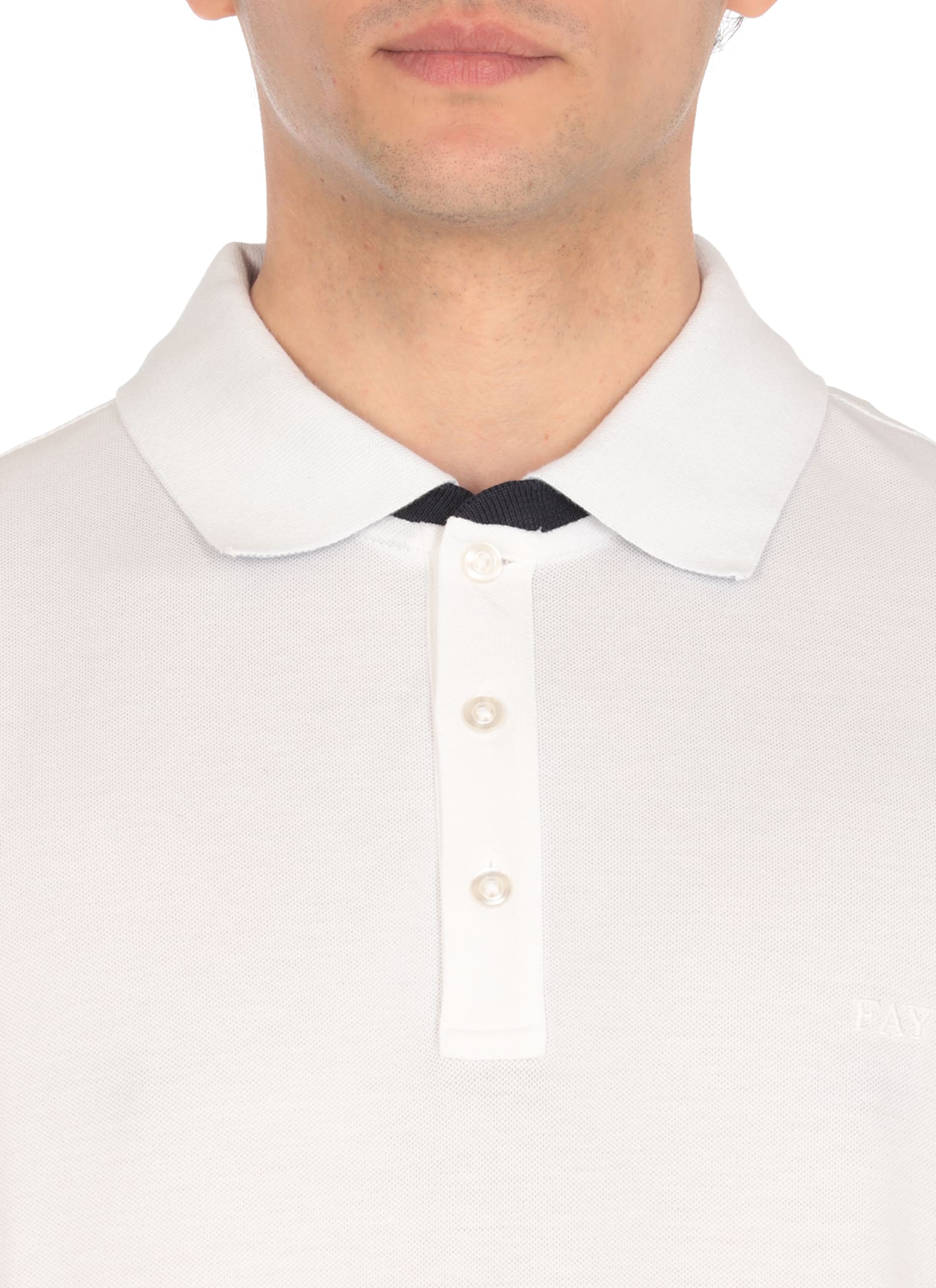 Fay Bicolor Db Collar Polo In White
