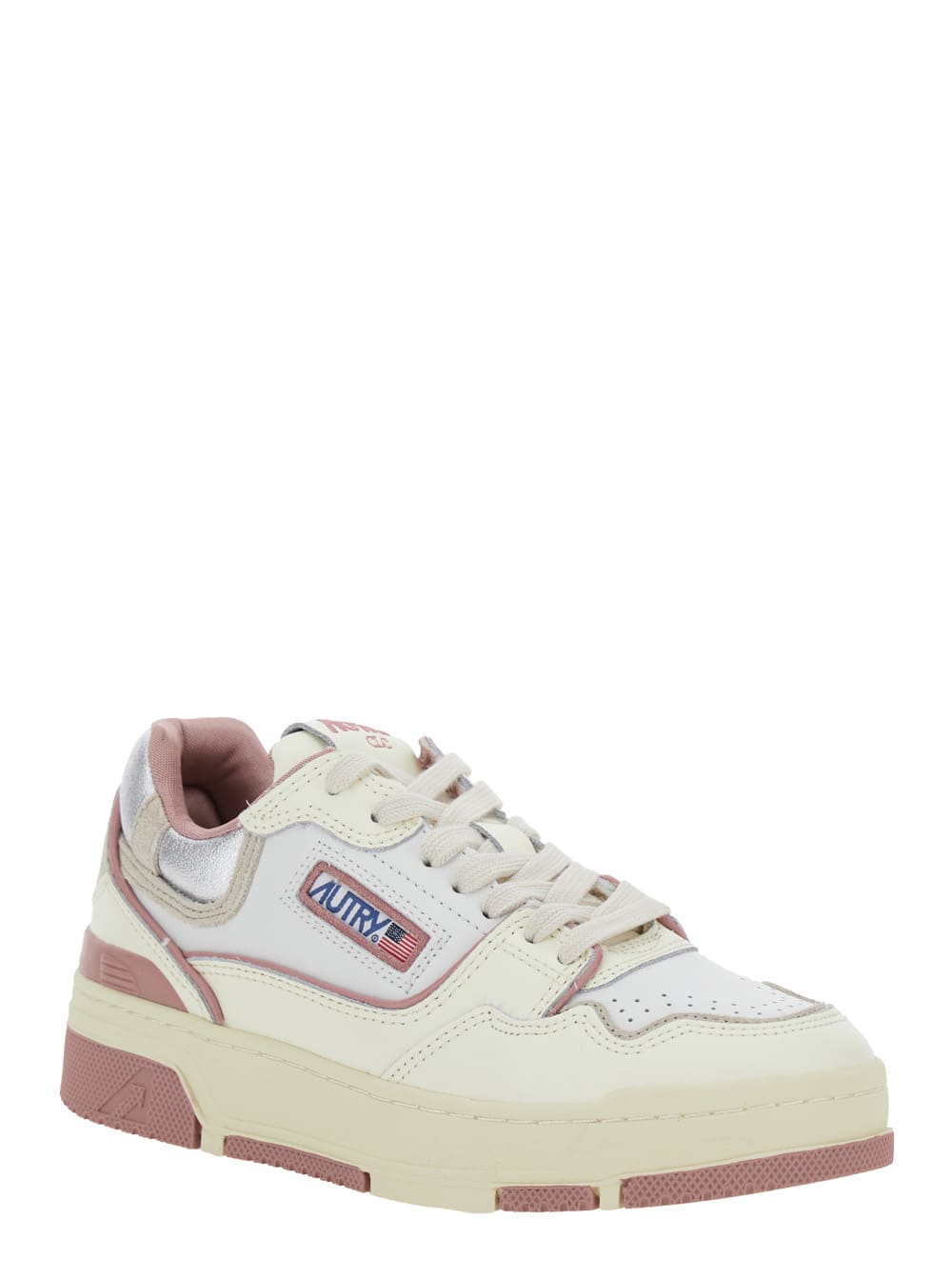 Autry Clc Low Leat Lam Wht Rose Sneakers In Multi