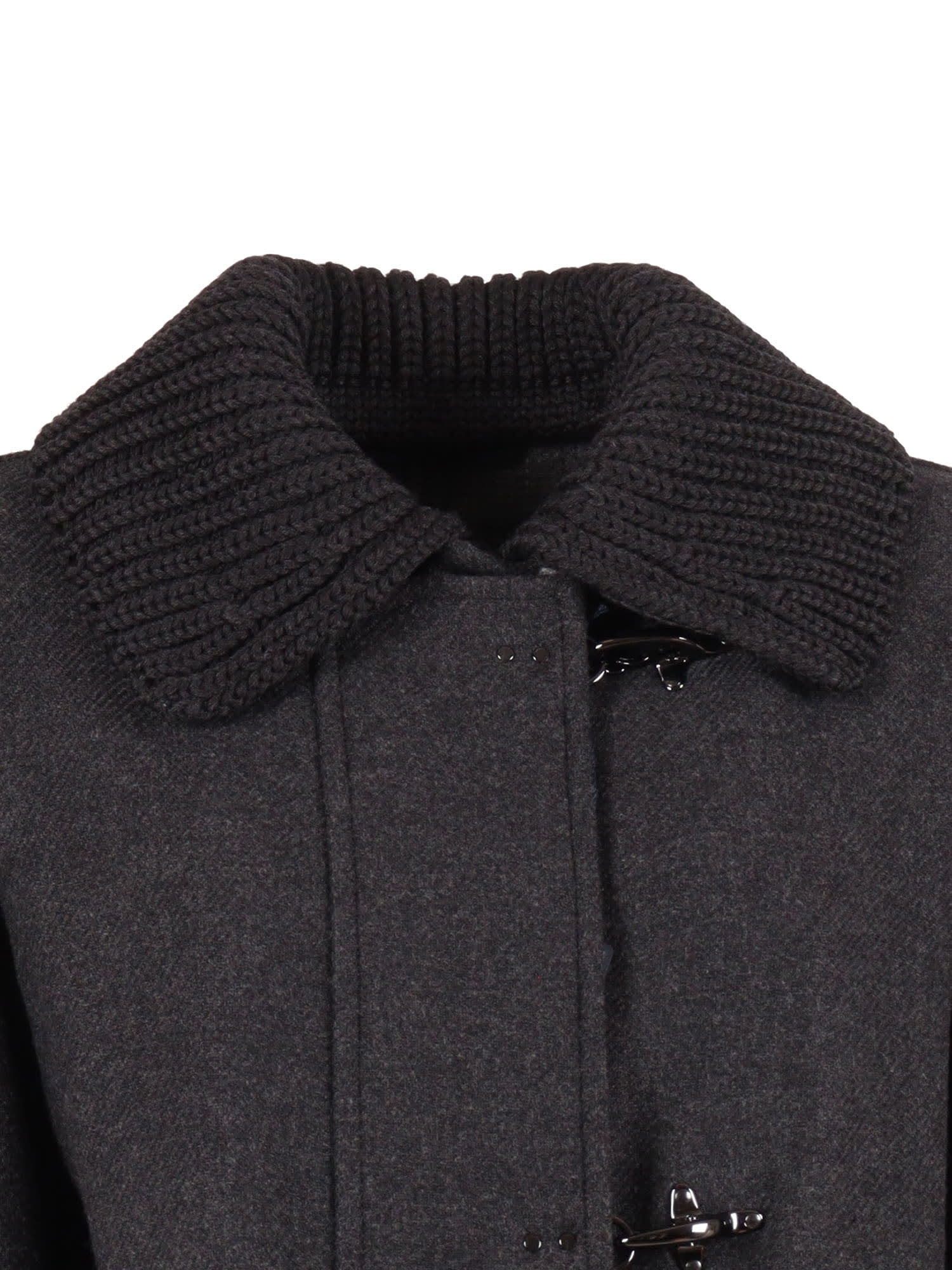 Fay Three-hook Wool Jacket With Removable Ribbed Collar And Iconic Closure In Multi