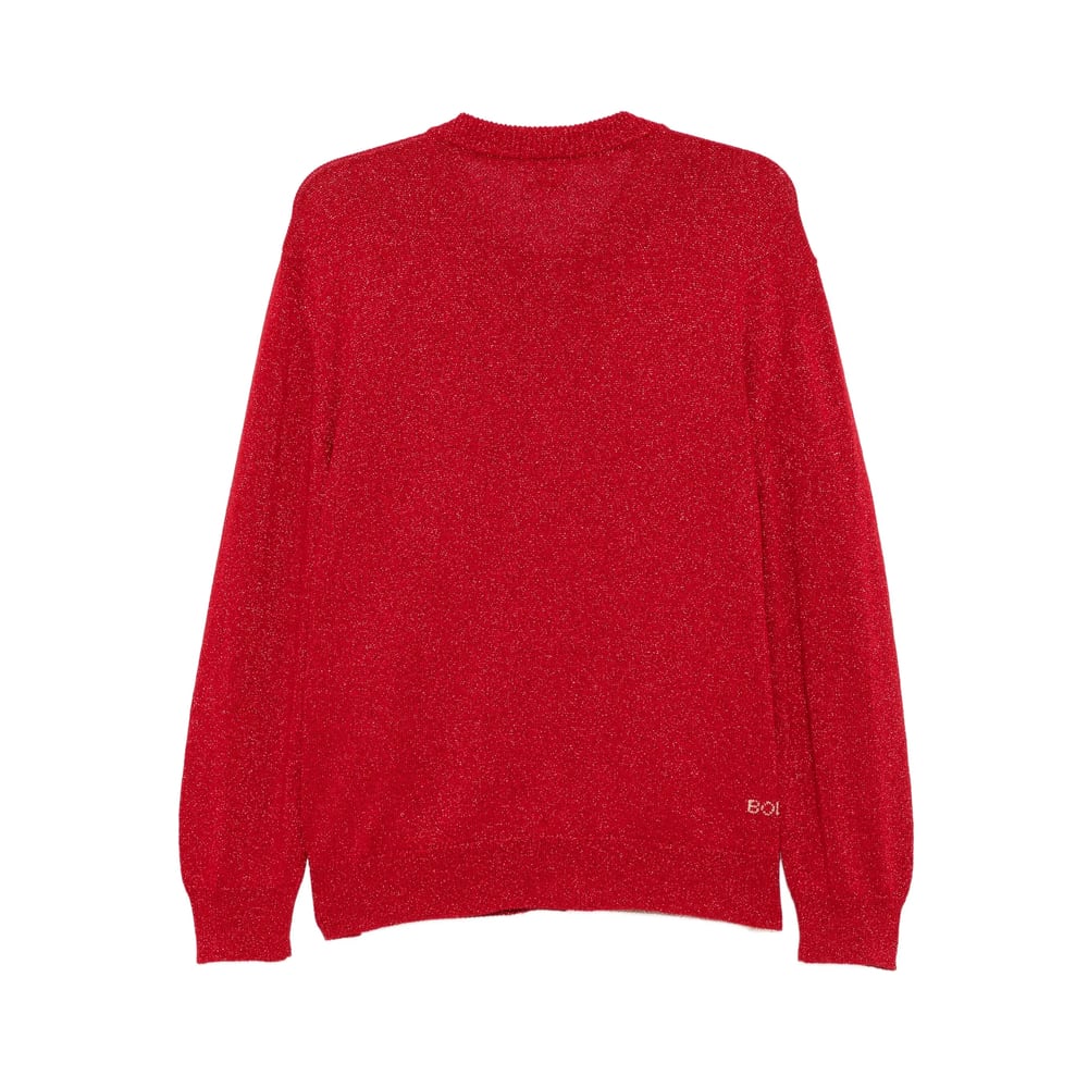 Bode Long-sleeved Knitted Cardigan In Red