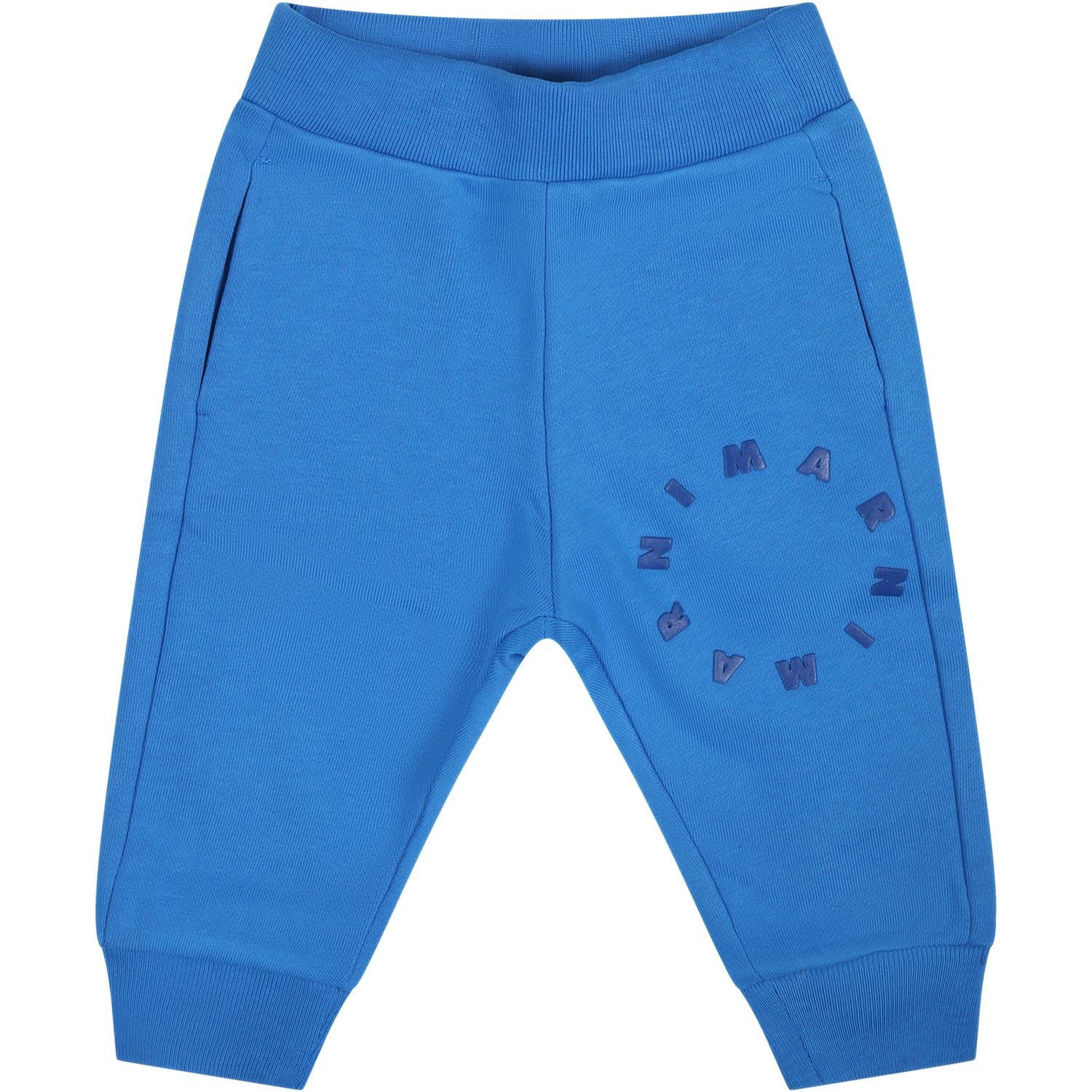 Marni Light Blue Trousers For Baby Boy With Logo