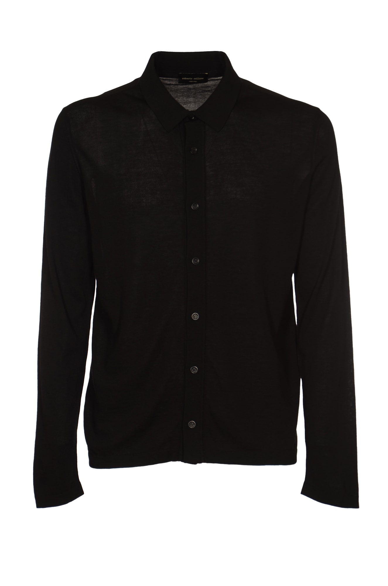Shop Roberto Collina Rib Trim Plain Knit Shirt In Black