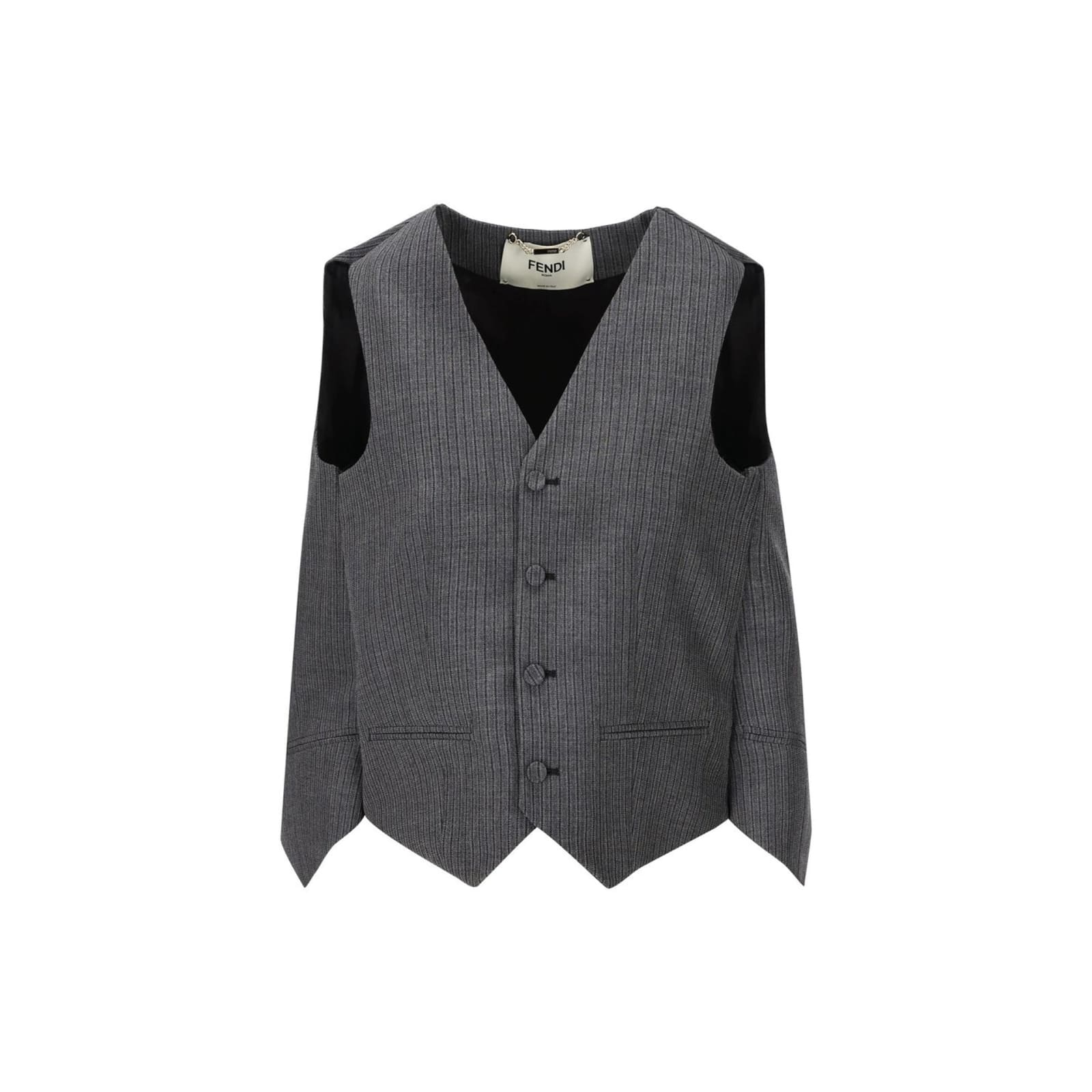 Shop Fendi Striped Vest Top In Gray