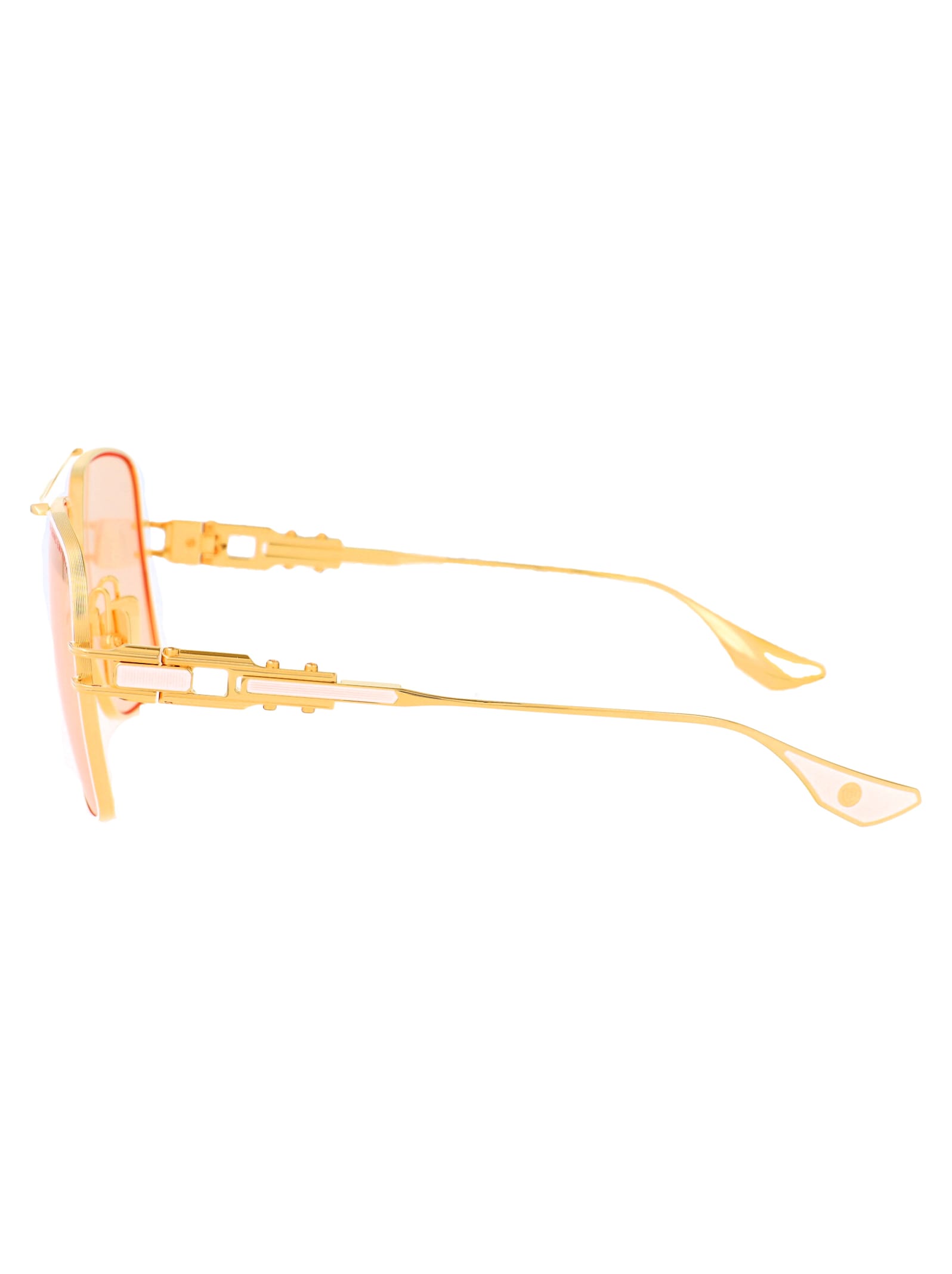 Dita Grand-emperik Sunglasses In Matte White - Yellow Gold W/ Apricot