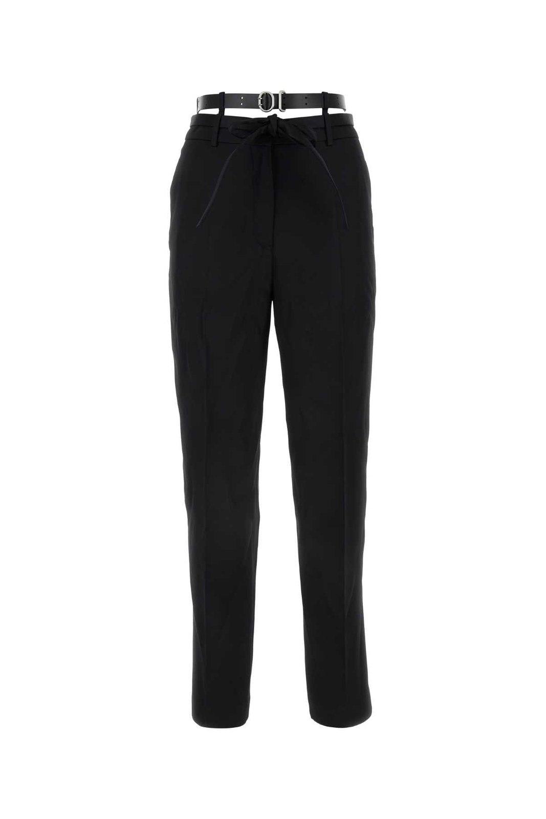 Shop Jil Sander Wide Leg Belted Tailored Trousers In Black