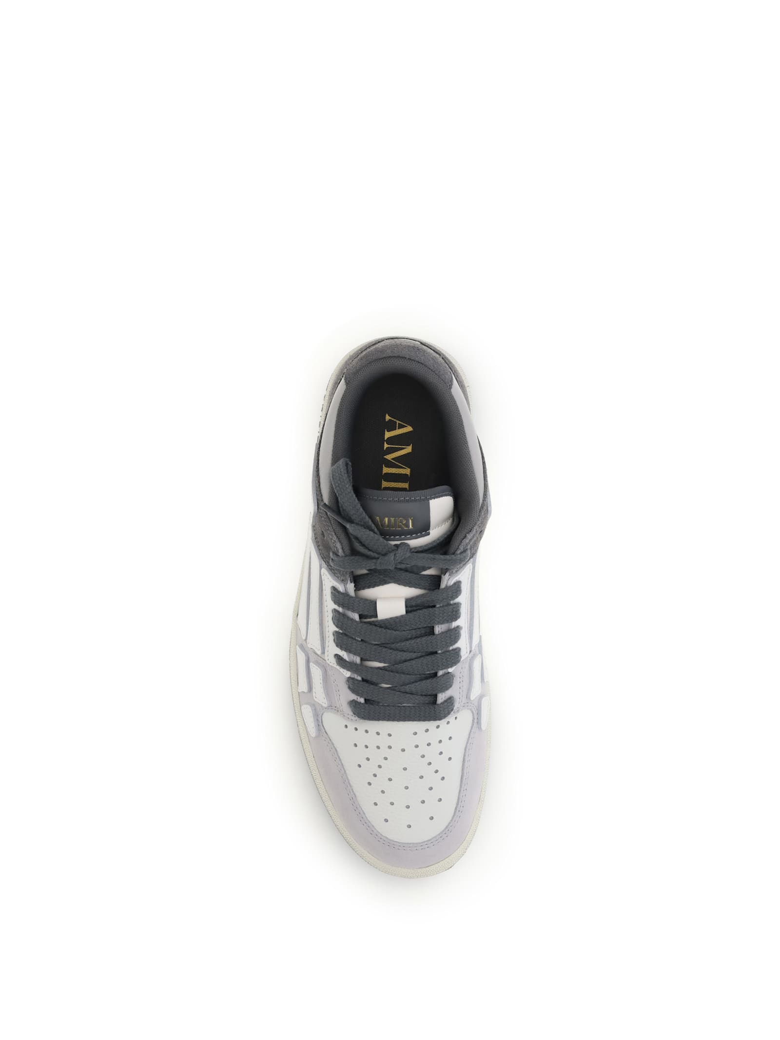Amiri Distressed Low Top Sneakers With Skeleton Detail In Gray