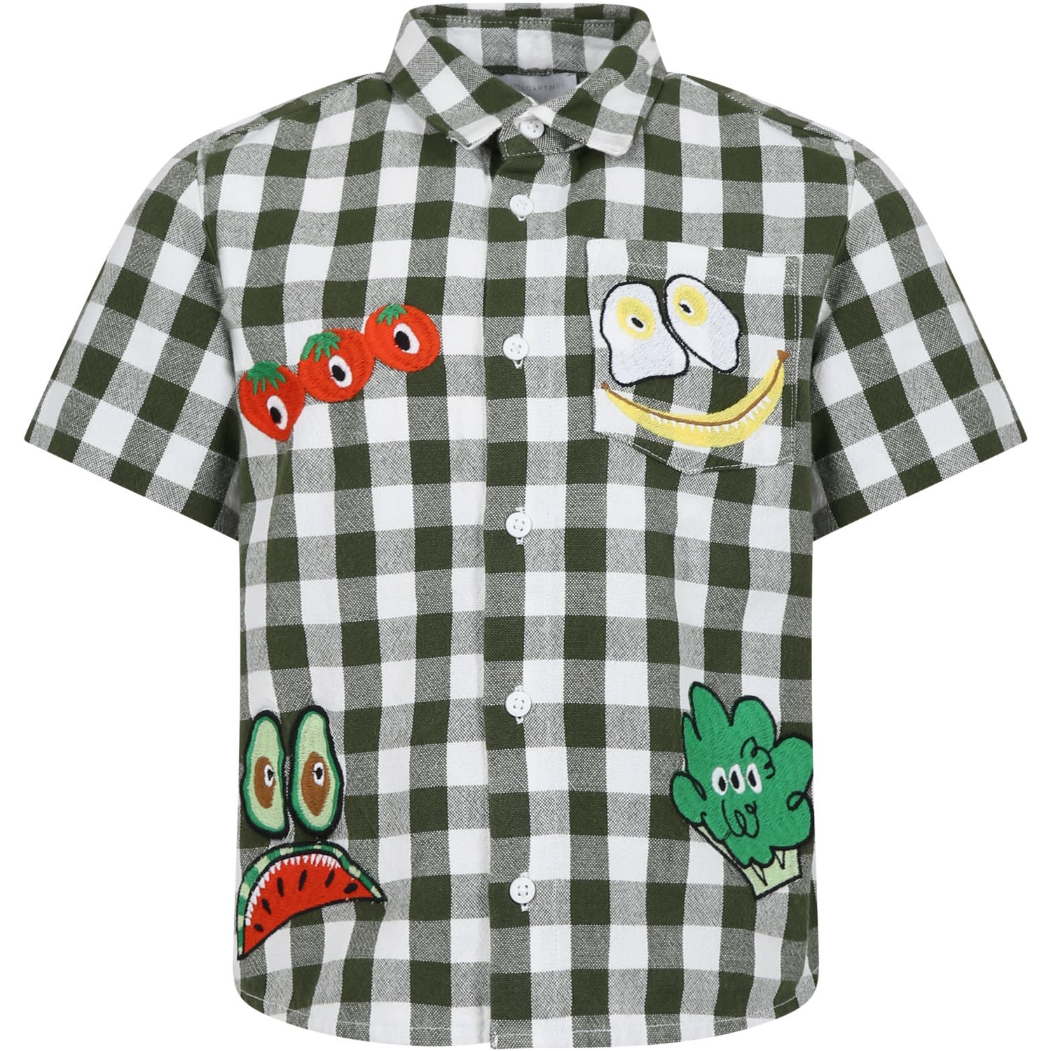 Stella Mccartney Kids' Green Shirt For Boy With All-over Pattern