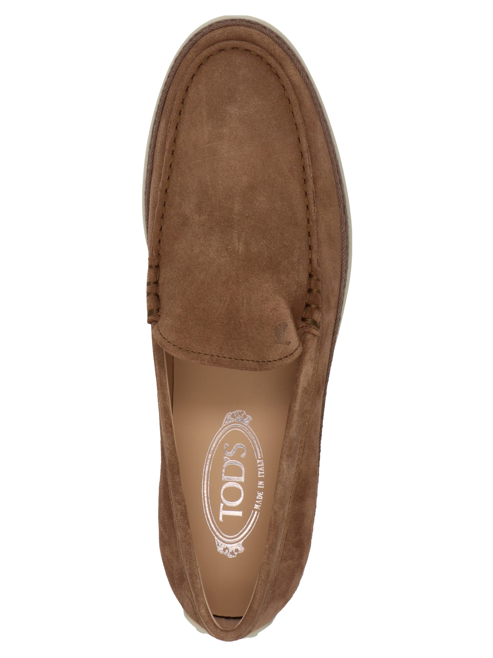 Tod's Loafers With Suede Finish And Rubber Sole In Brown
